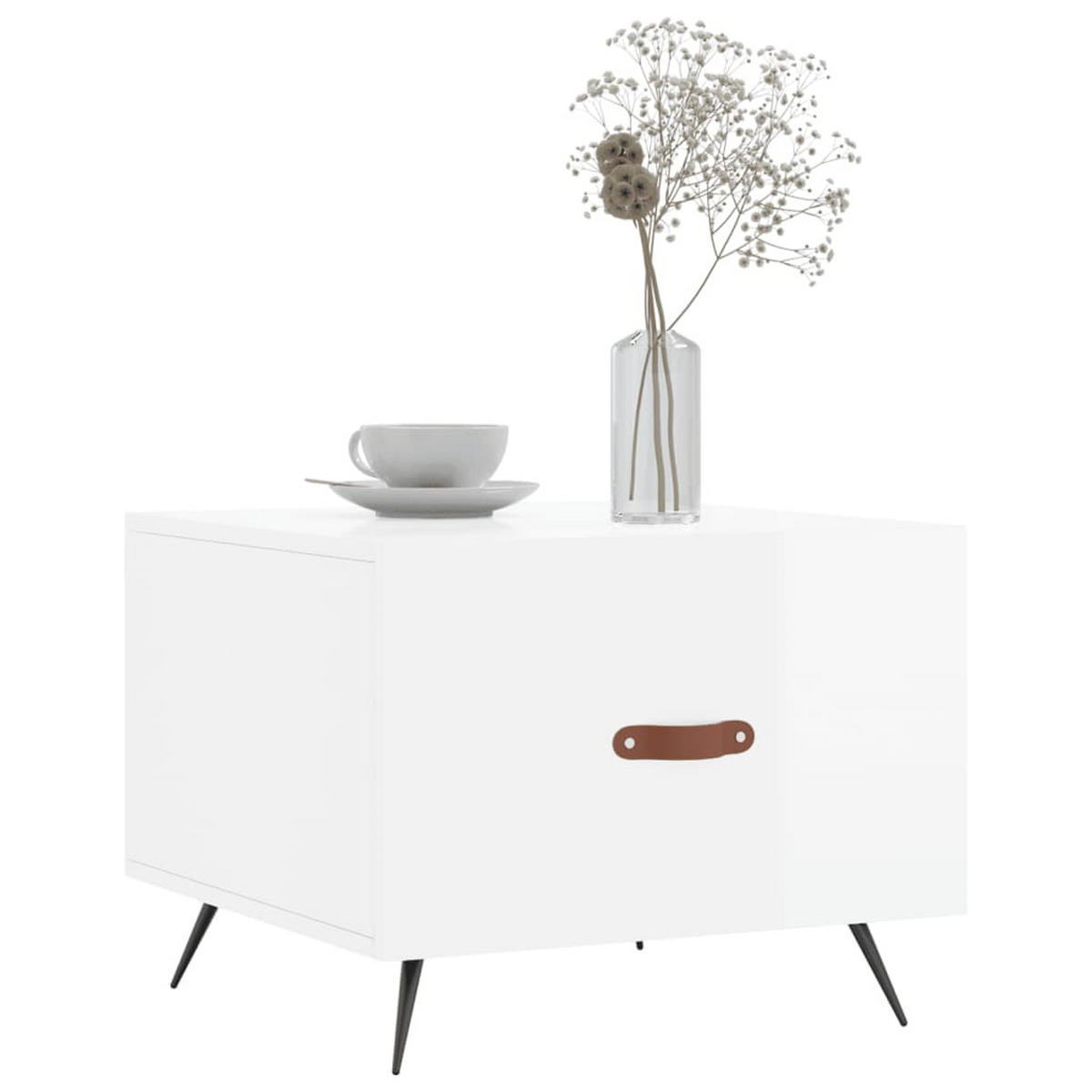 COUCHTISCHE 2 Stk. Hochglanz-Weiß 50x50x40 cm Holzwerkstoff - Weiß, Holzwerkstoff (50/50/40cm) - furnicato
