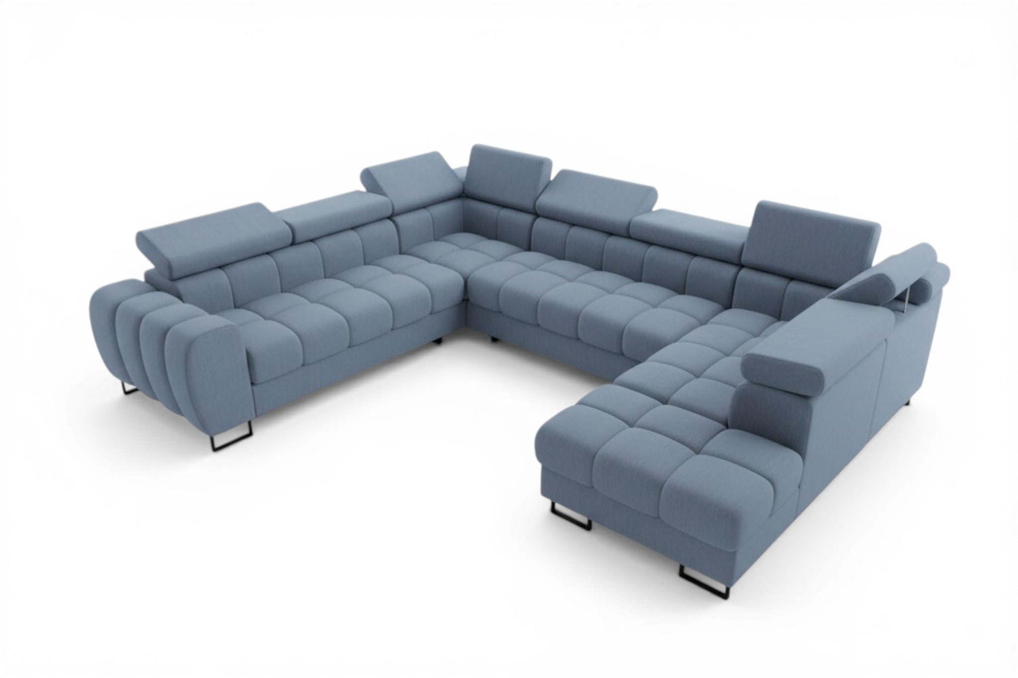 WOHNLANDSCHAFT Bastien Xl - Blau, Holzwerkstoff/Textil (350/95/265cm) - Fun Möbel