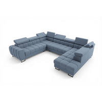 WOHNLANDSCHAFT Bastien Xl - Blau, Holzwerkstoff/Textil (350/95/265cm) - Fun Möbel