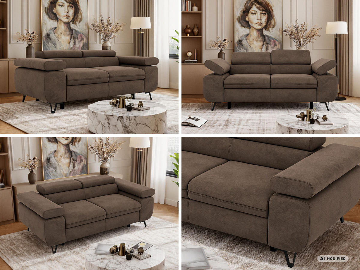 DVOJMIESTNA POHOVKA PETER 2 - Hnedá Samet - hnedá/čierna, kov/textil (200/76/99cm) - MKS