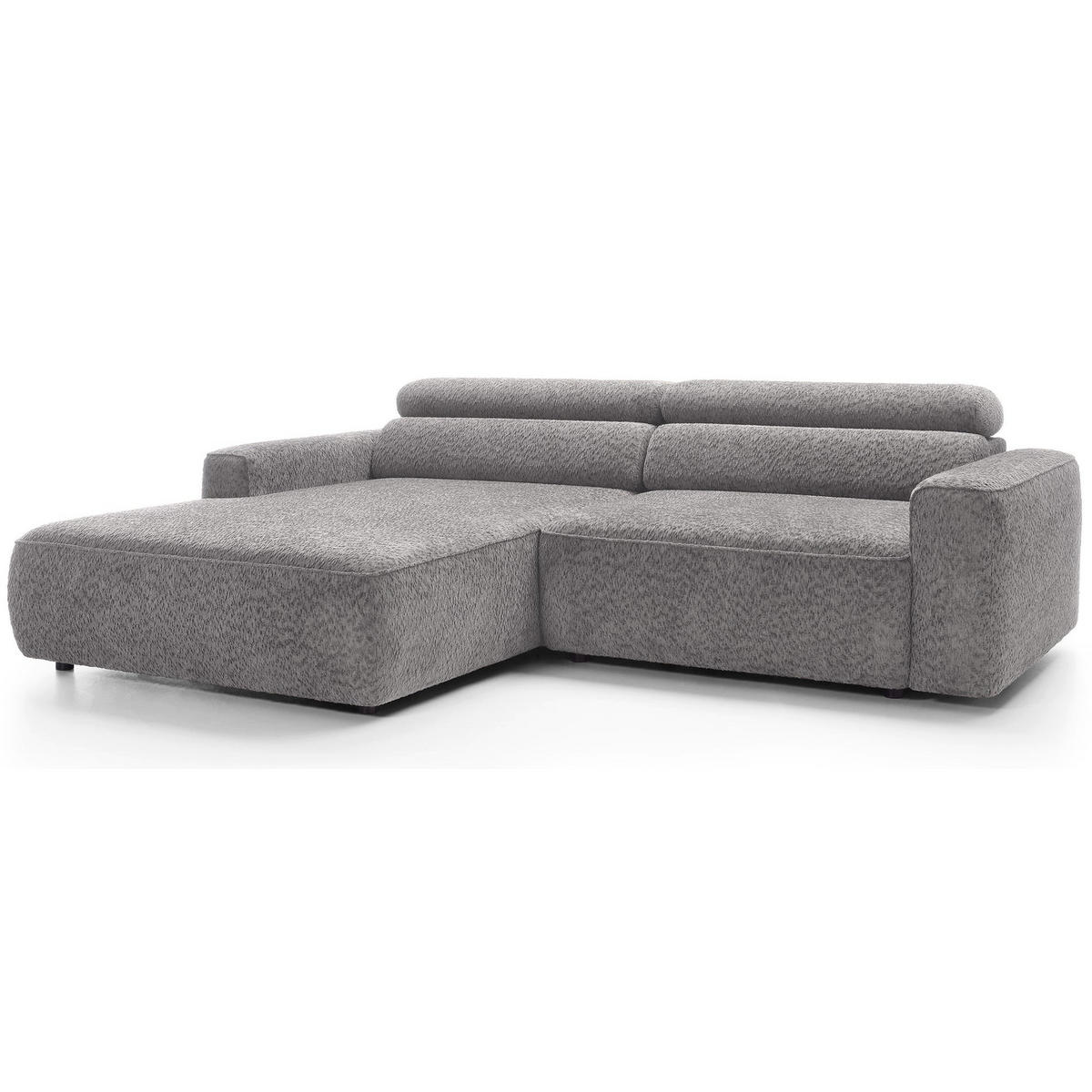 ROHOVÁ pohovka Fando s elektricky výsuvným sedákem, světle šedý ženil, levá - černá/světle šedá, textil/plast (252/182cm) - Selsey