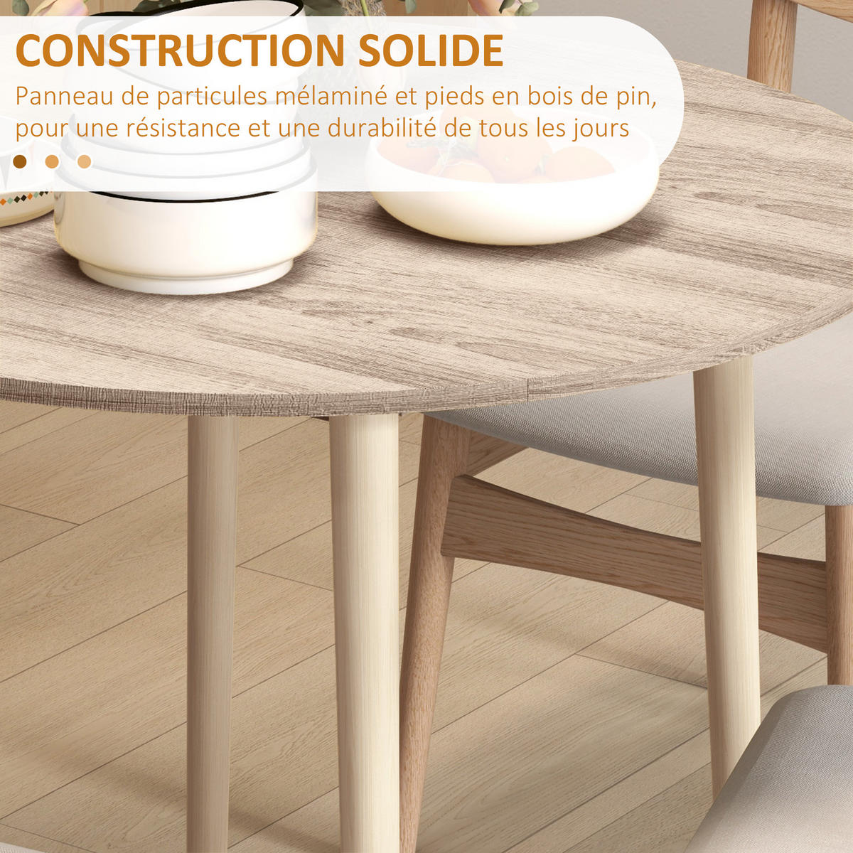 ESSTISCH Naturholz 1 Stück - Beige, Kunststoff (89/89/73.5cm) - GiPP