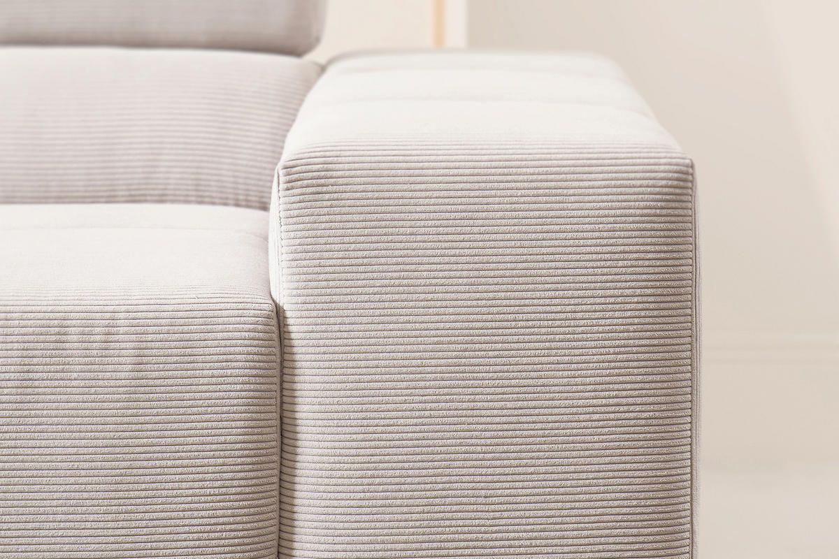 ECKSOFA NEVADA Silber Cord - Silberfarben/Schwarz, Kunststoff/Textil (319/215cm) - KAWOLA