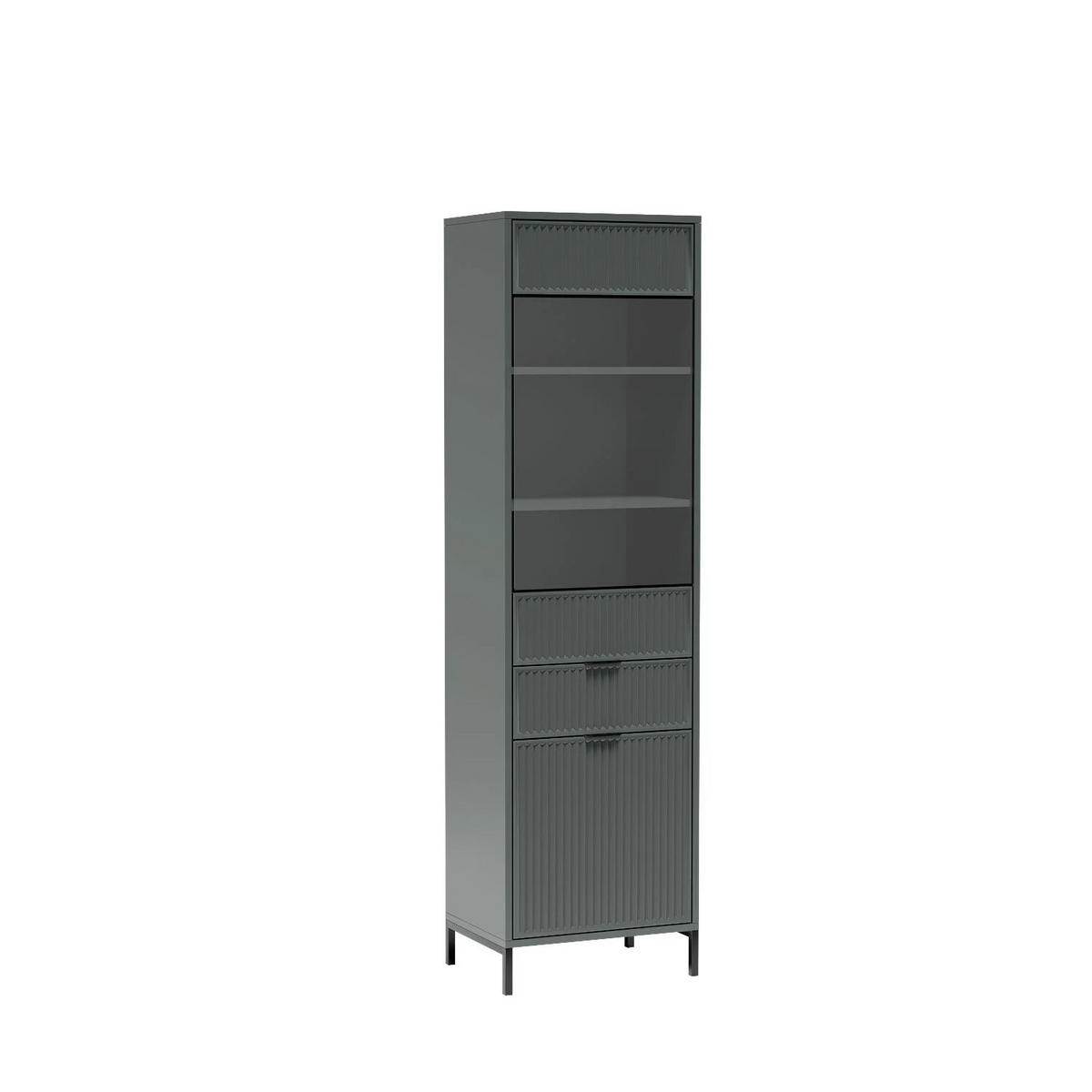 VITRINESCHRANK LINKA STYLES LS-05 - Dunkelgrün, Holzwerkstoff (55/196/41cm) - Meblini