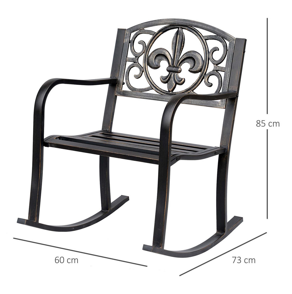 GARTEN-SCHAUKELSTUHL mit ergonomischer Form und Antik-Look aus Stahl, Bronze - Bronzefarben, Metall (73/85/60cm) - Redom
