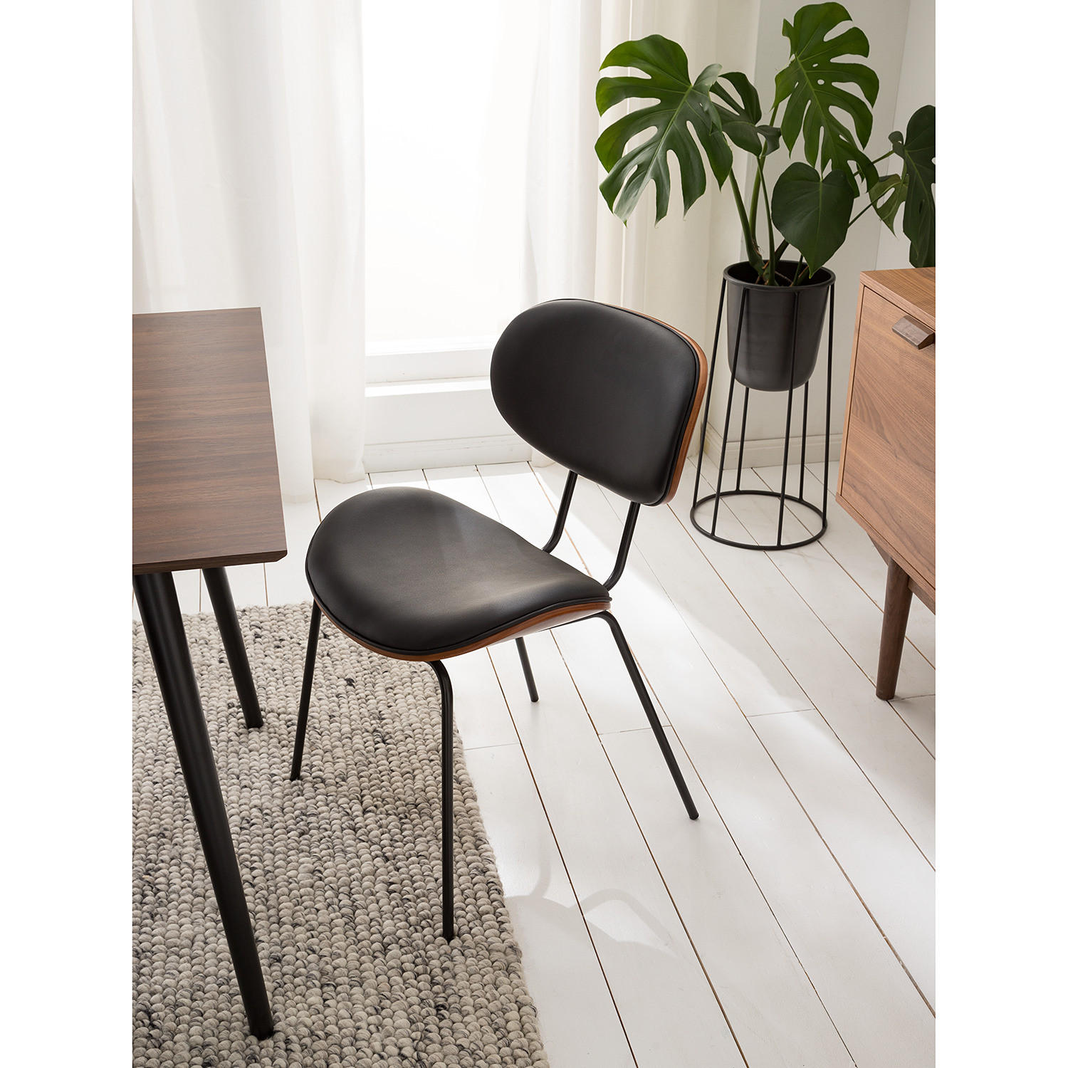 ESSZIMMERSTUHL - Kunstleder / Eisen, 2er-Set - Schwarz, Kunststoff (51/79/57cm) - home24