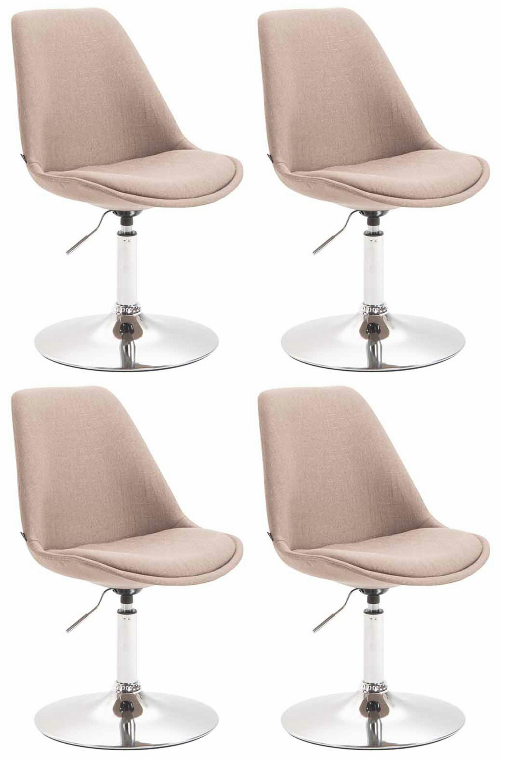 STUHL 4er Set Stoff taupe - Taupe/Chromfarben, Textil/Metall (48/76/57cm) - CLP