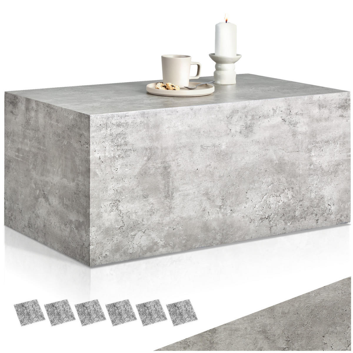 COUCHTISCH Lasley,90 x 50 x 40 cm,Beton Optik - Grau, Holz (50/90/40cm) - tectake