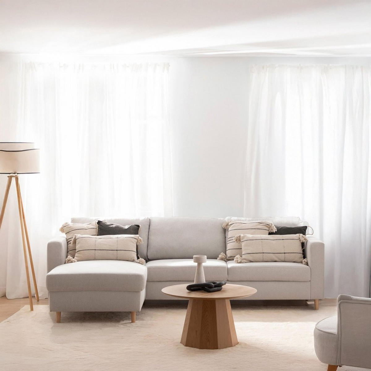 SOFA-CHAISELONGUE Beth Grau 245 cm x 83 cm - Grau, Textil (245/145cm) - Klast Home