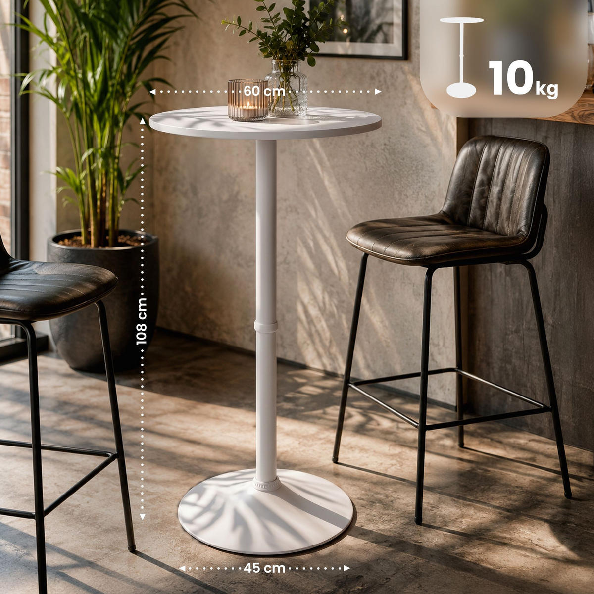 BARTISCH rund 60 cm Holz weiß/weiß - Weiß, Holz/Metall (60/60/108cm) - CLP
