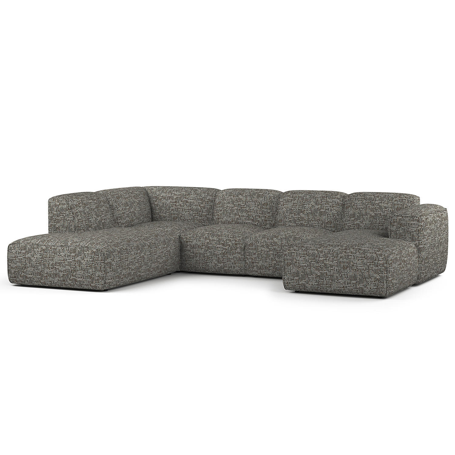 WOHNLANDSCHAFT mit Longchair - Schwarz/Grau, Kunststoff/Textil (325/71/235cm) - home24