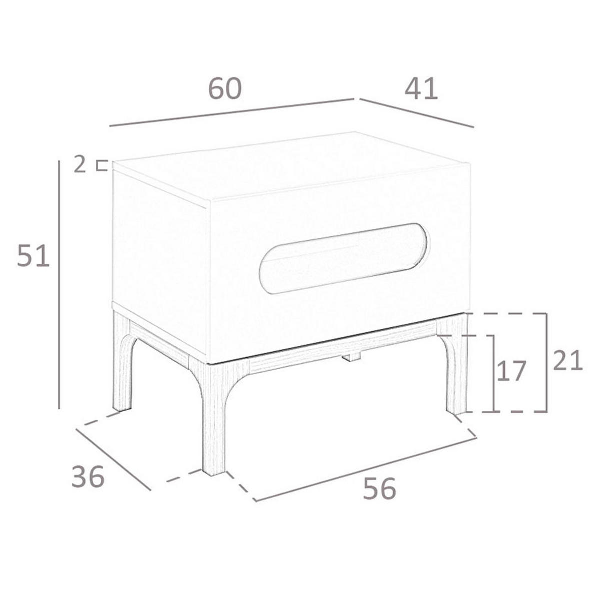 NACHTSCHRANK Nachttisch aus grauem und Walnussholz mit Innenbeleuchtung 60/41/51 cm - Walnussfarben/Grau, Holzwerkstoff (60/51/41cm) - ANGEL CERDA