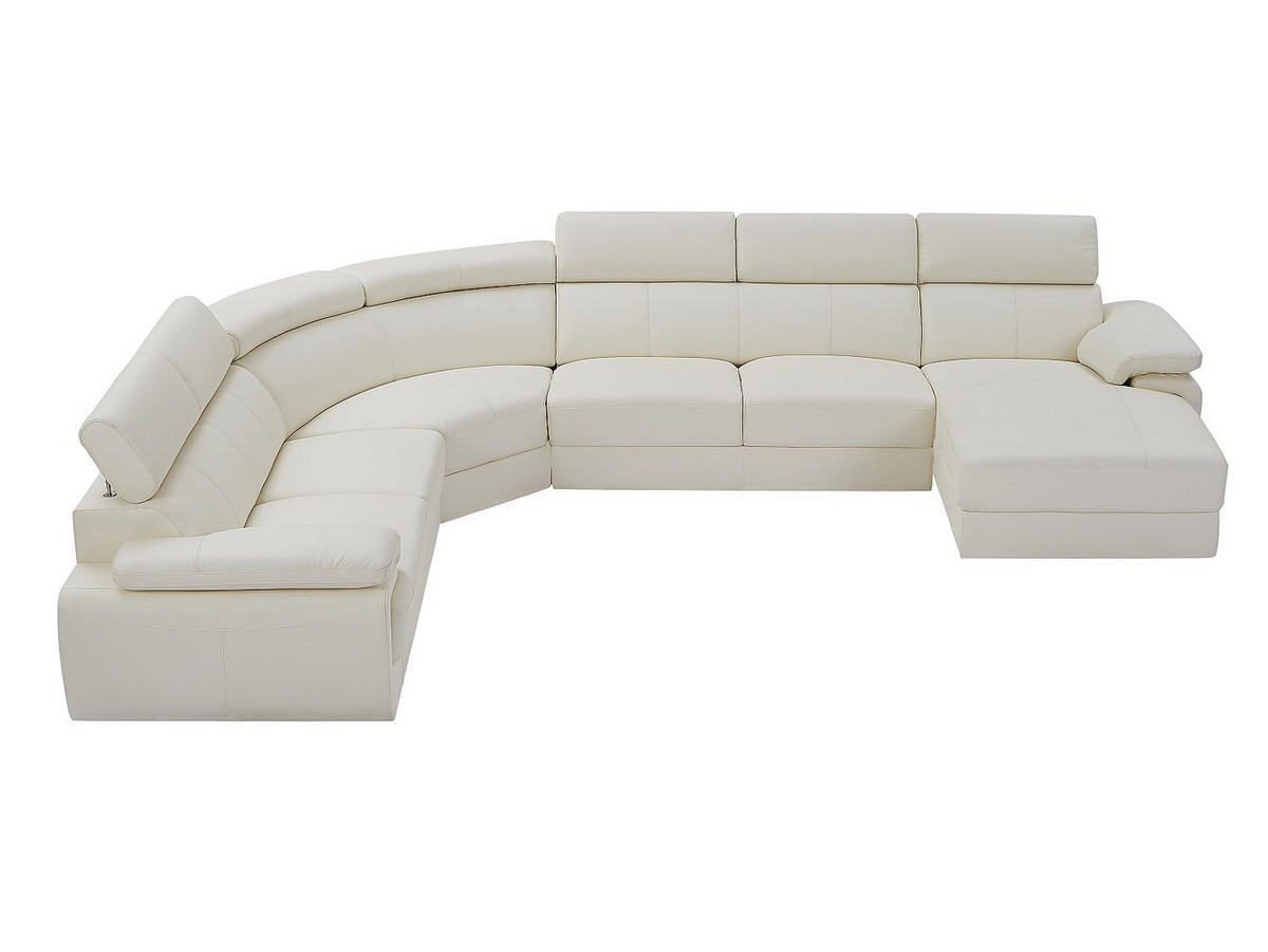 SOFA - 7 Personen - leder - weiß Elevanto - Weiß, Leder/Metall (355/90/172cm) - Vente-Unique