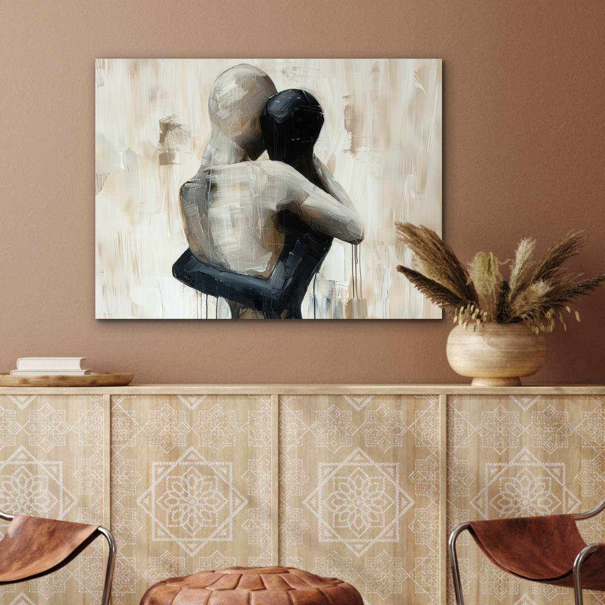 KOVOVÝ OBRAZ Abstraktné - Láska - Čiernobiele - Moderné 80x60 cm - čierna, kov (80/60cm) - MuchoWow