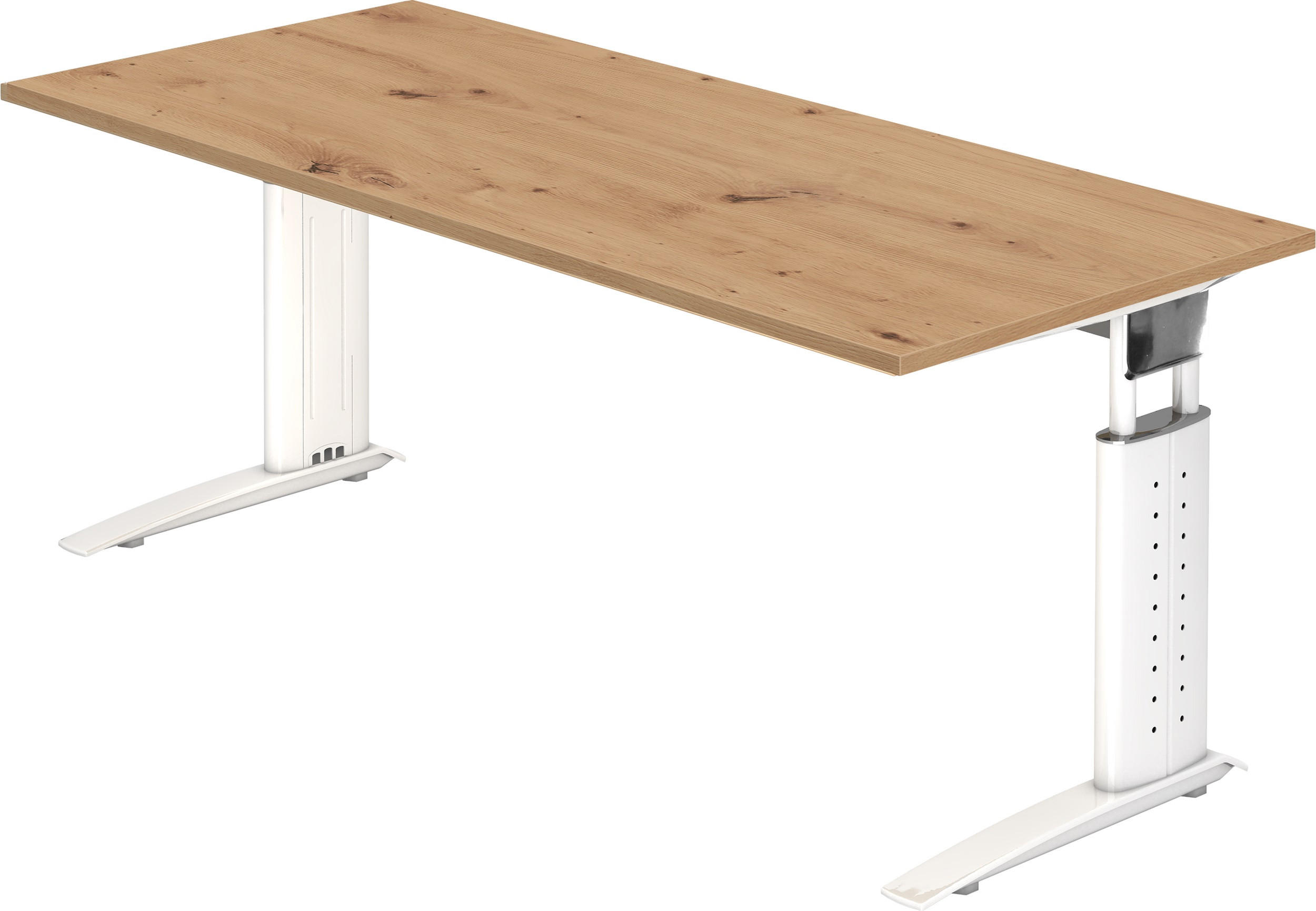 SCHREIBTISCH Serie-U 80/180/74 cm in Wildeiche/Weiß - Wildeiche/Weiß, Holzwerkstoff (80/180/74cm) - bümö