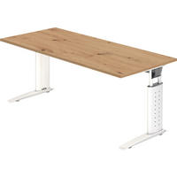 SCHREIBTISCH Serie-U 80/180/74 cm in Wildeiche/Weiß - Wildeiche/Weiß, Holzwerkstoff (80/180/74cm) - bümö