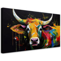 LEINWANDBILD Abstrakte farbige schottische Kuh - Multicolor, Textil (120/60cm) - Feeby