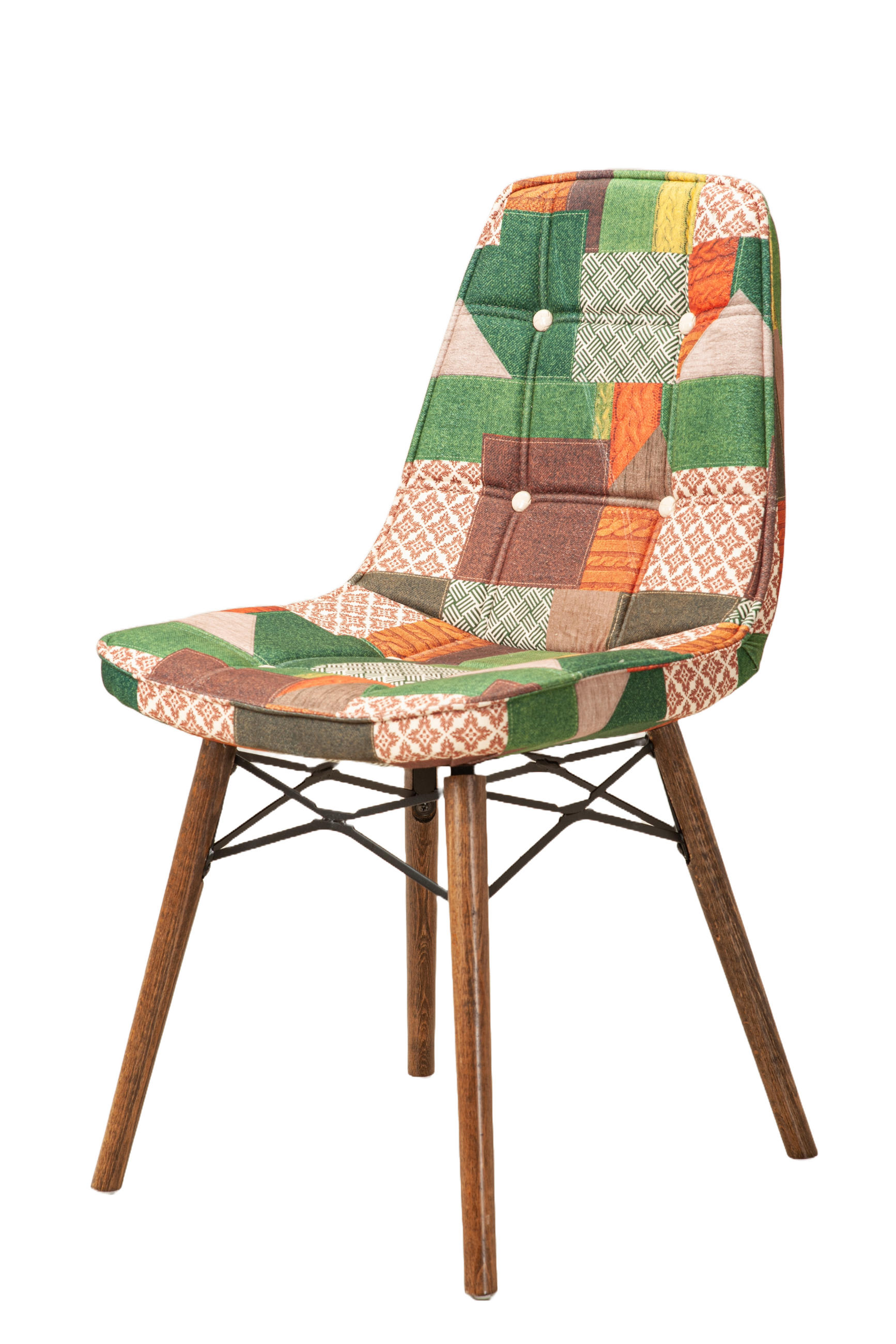 STUHL DENVER mit Holzbeinen - Multicolor/Grün, Holz/Textil (46/85/46cm) - Stuhlmann