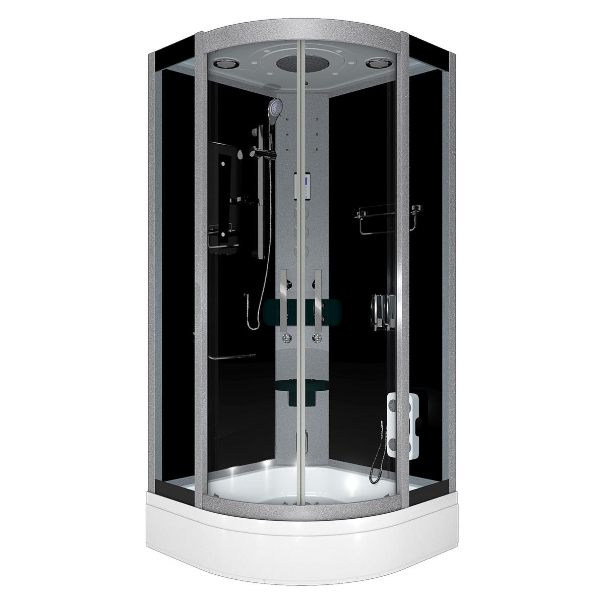 DAMPFDUSCHE Dusche D46-53T3-EC sw 90x90 - Schwarz, Glas/Kunststoff (90/90/225cm) - AcquaVapore by Sandra Jentho
