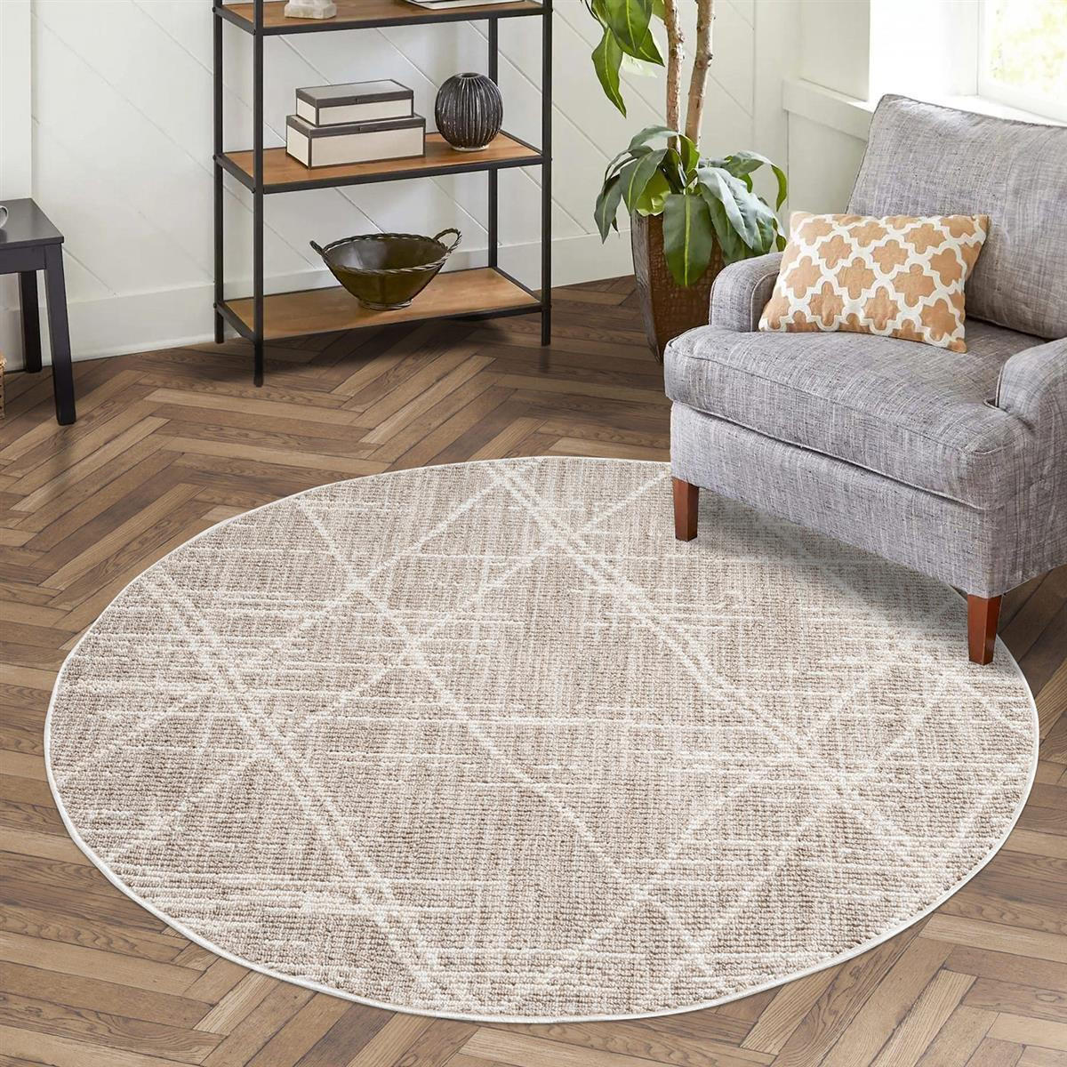 KURZFLOR-TEPPICH Clasico 9162 Beige 200 cm Rund - Beige, Textil (200/200cm) - carpet city