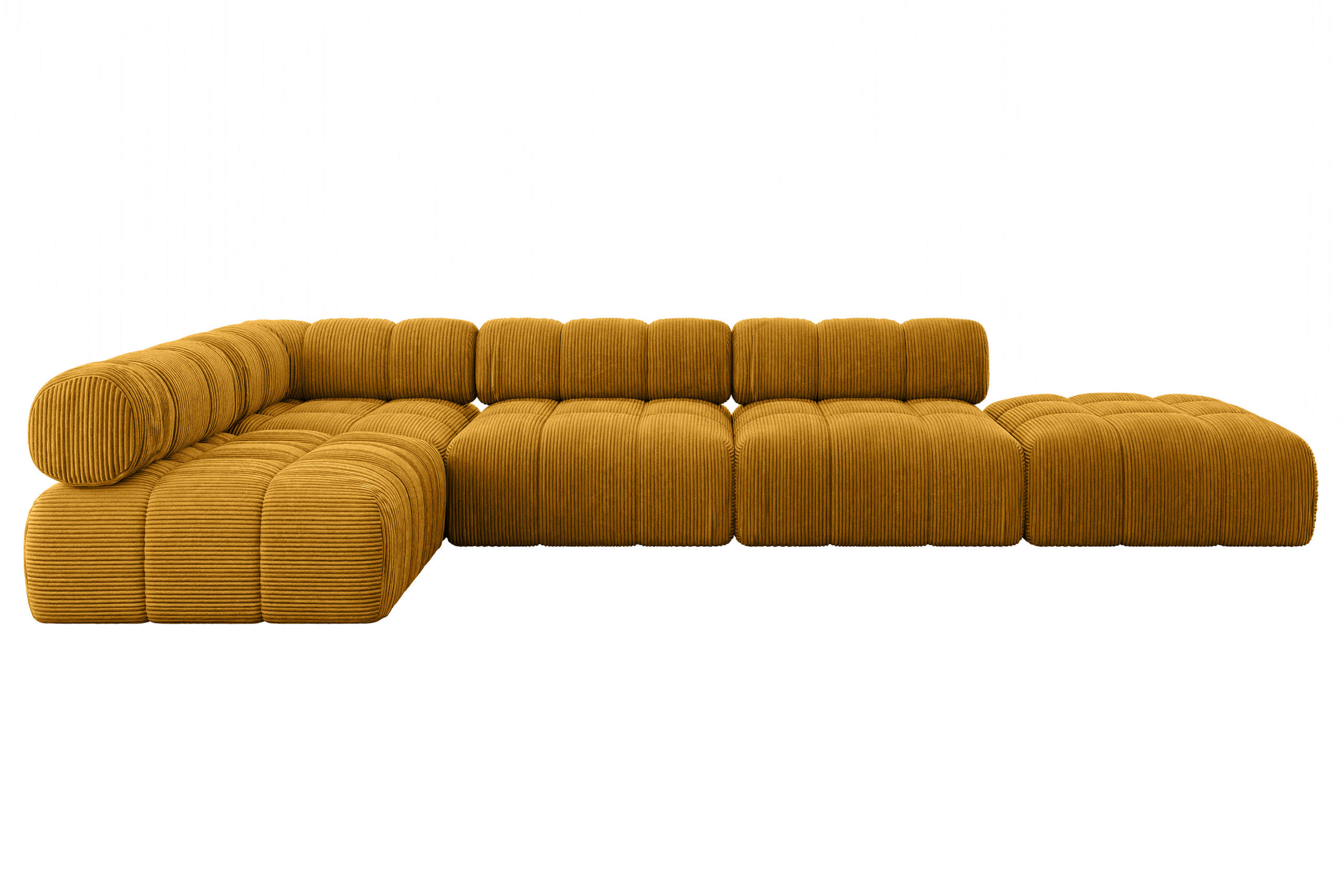 ECKSOFA modulares Sofa Favio-L2 - 380x190x70 cm Senfgelb Cord - Currygelb, Holzwerkstoff/Textil (380/190cm) - ALTDECOR
