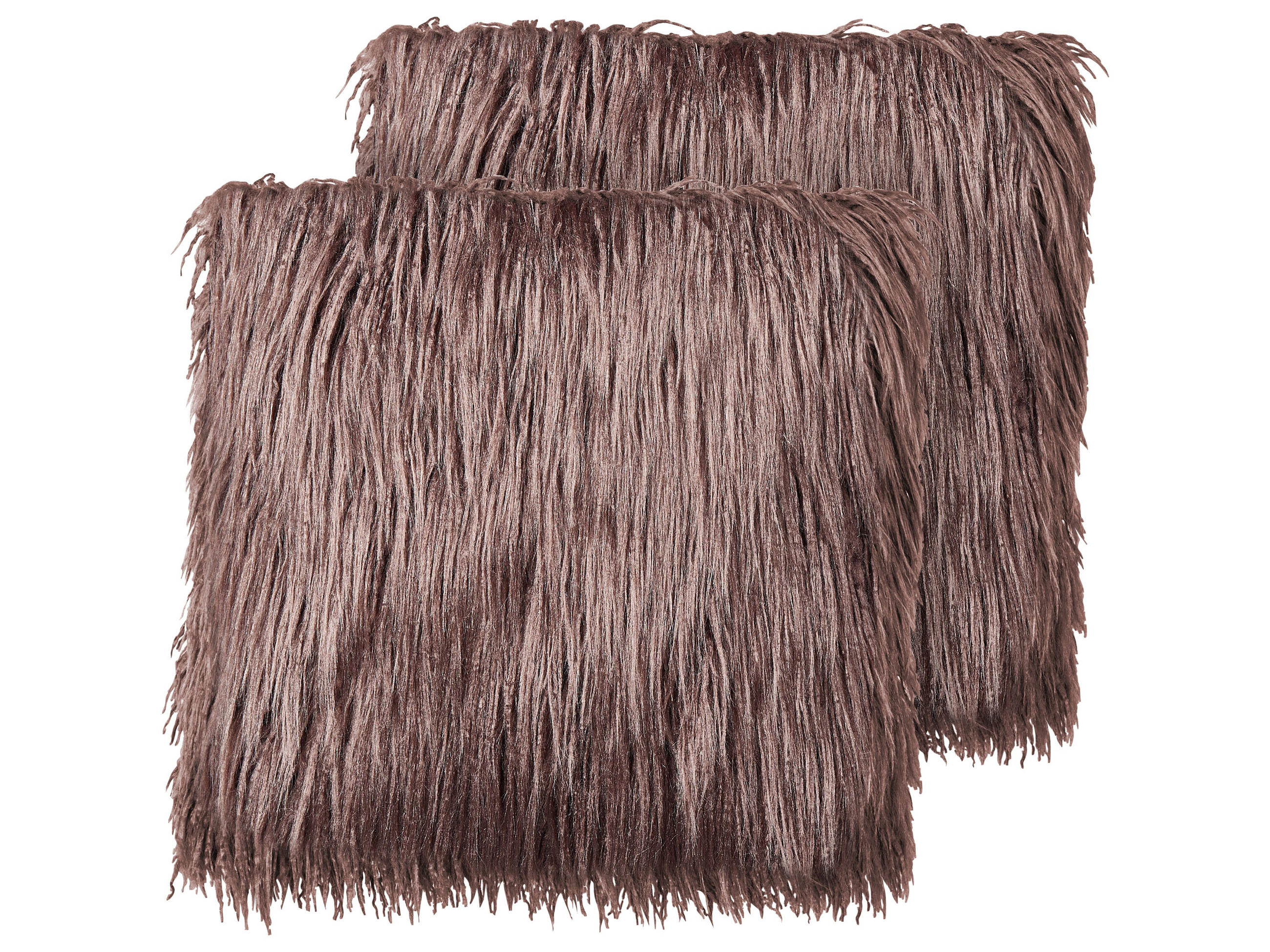 DEKOKISSEN 2er-Set Braun 45/45 cm Corokia - Braun, Kunststoff (45/45cm) - Beliani