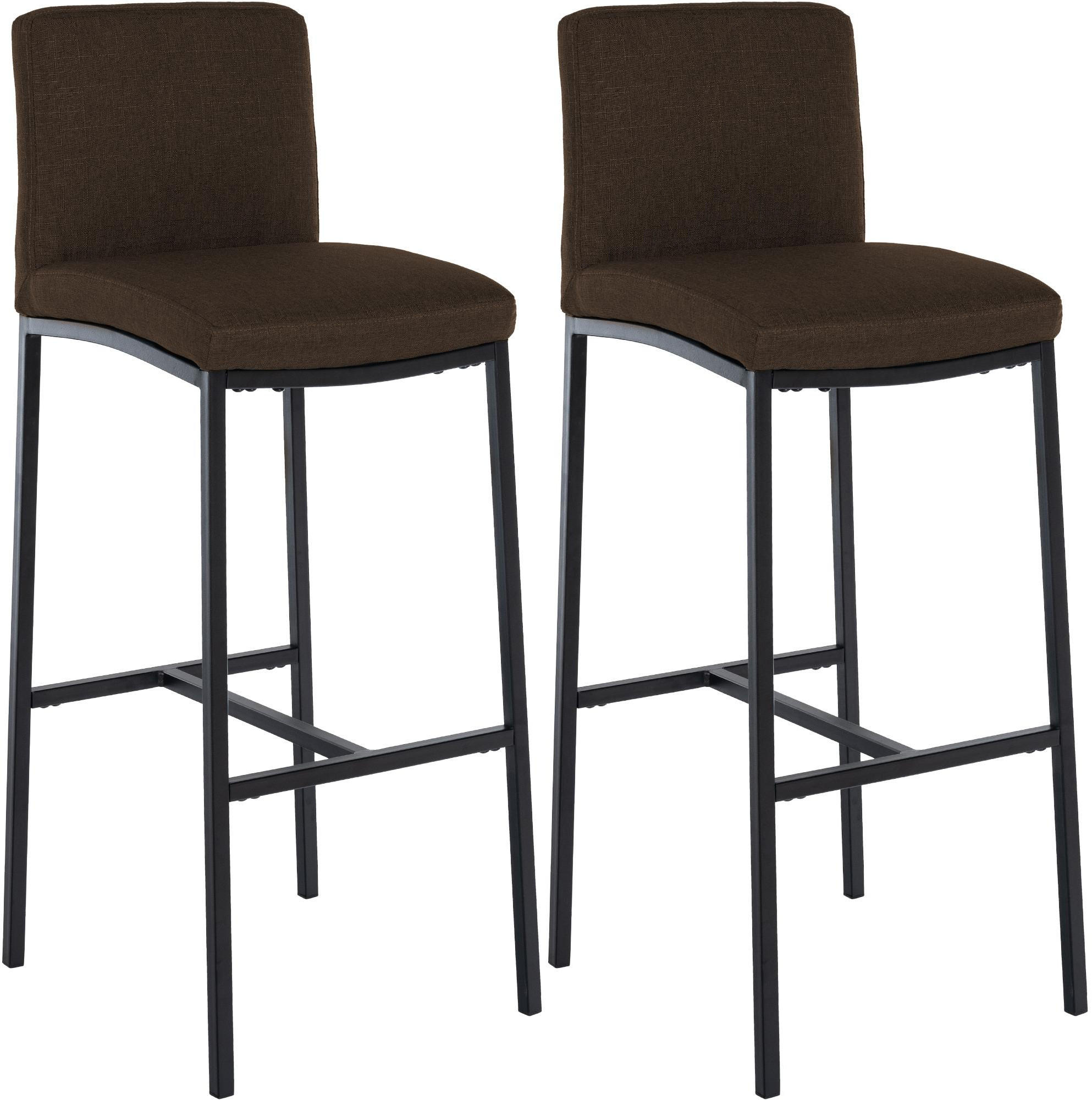 BARHOCKER 2er Set Stoff Braun - Schwarz/Braun, Textil/Metall (43/110/49cm) - CLP