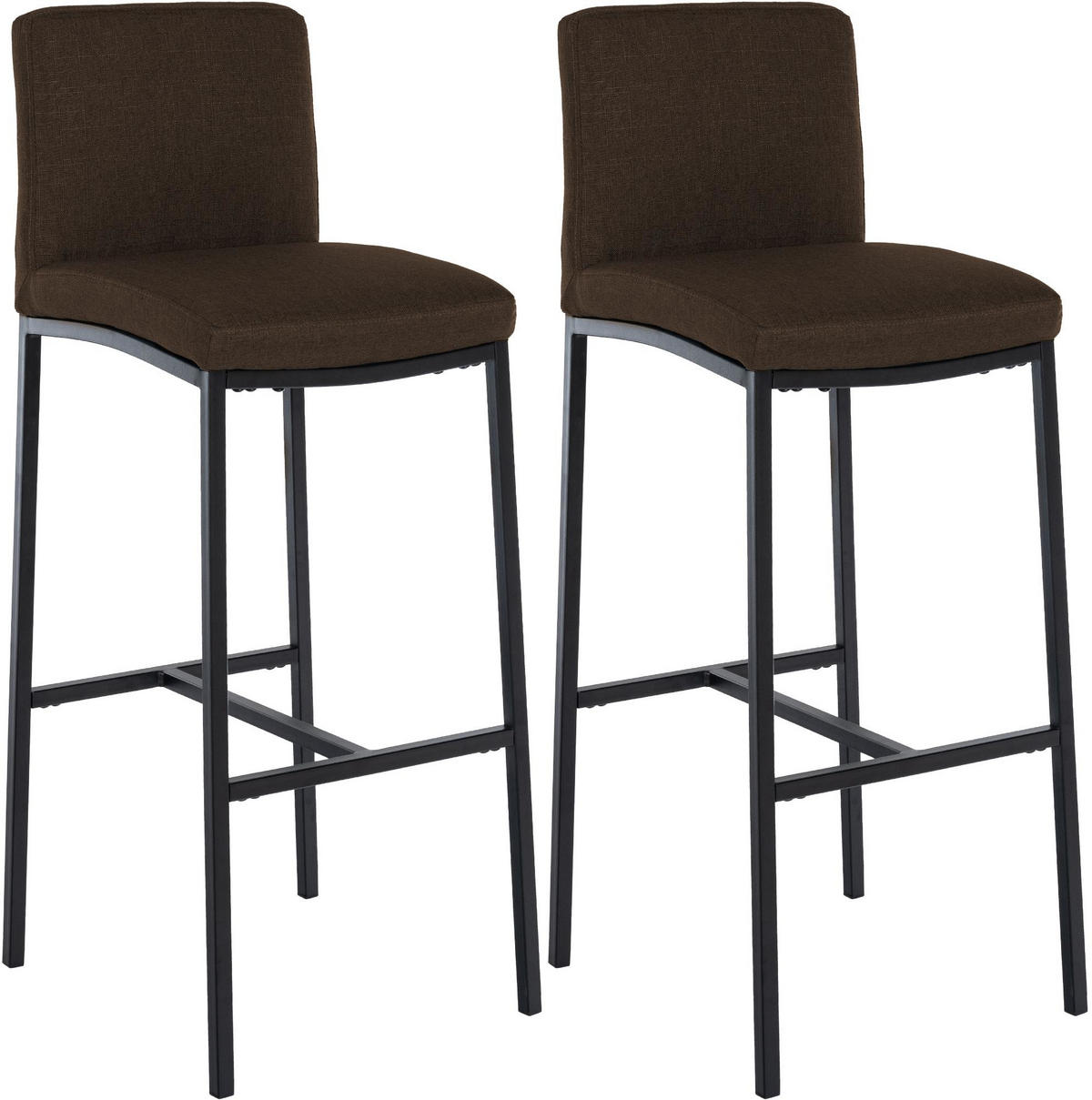 BARHOCKER 2er Set Stoff Braun - Schwarz/Braun, Textil/Metall (43/110/49cm) - CLP