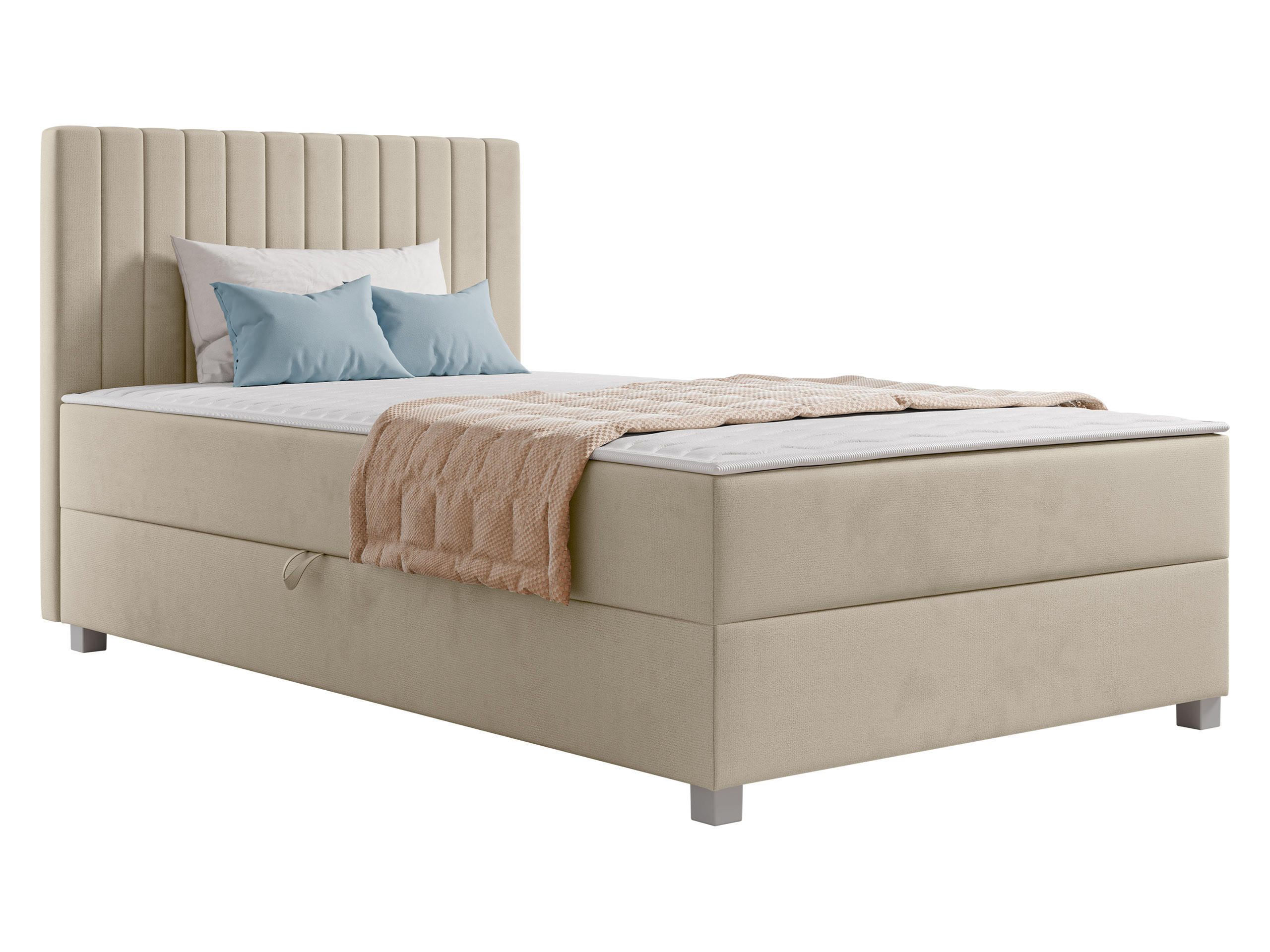 BOXBETT Viki - Beige/Silberfarben, Holzwerkstoff/Kunststoff (120/200cm) - MIRJAN24