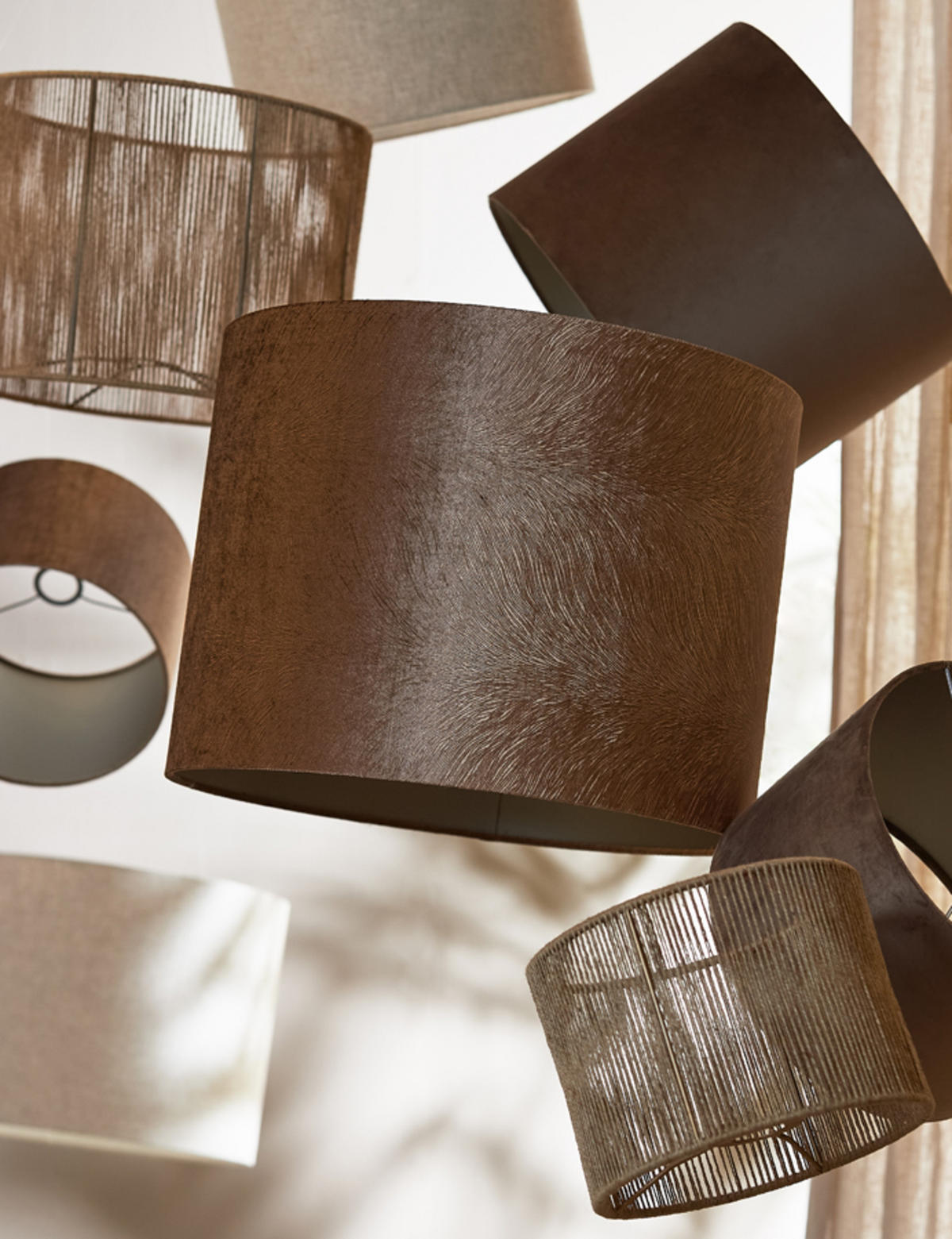 LAMPENSCHIRM Lubis Braun Ø50/38 cm - Braun, Textil (50/50/38cm) - Light & Living