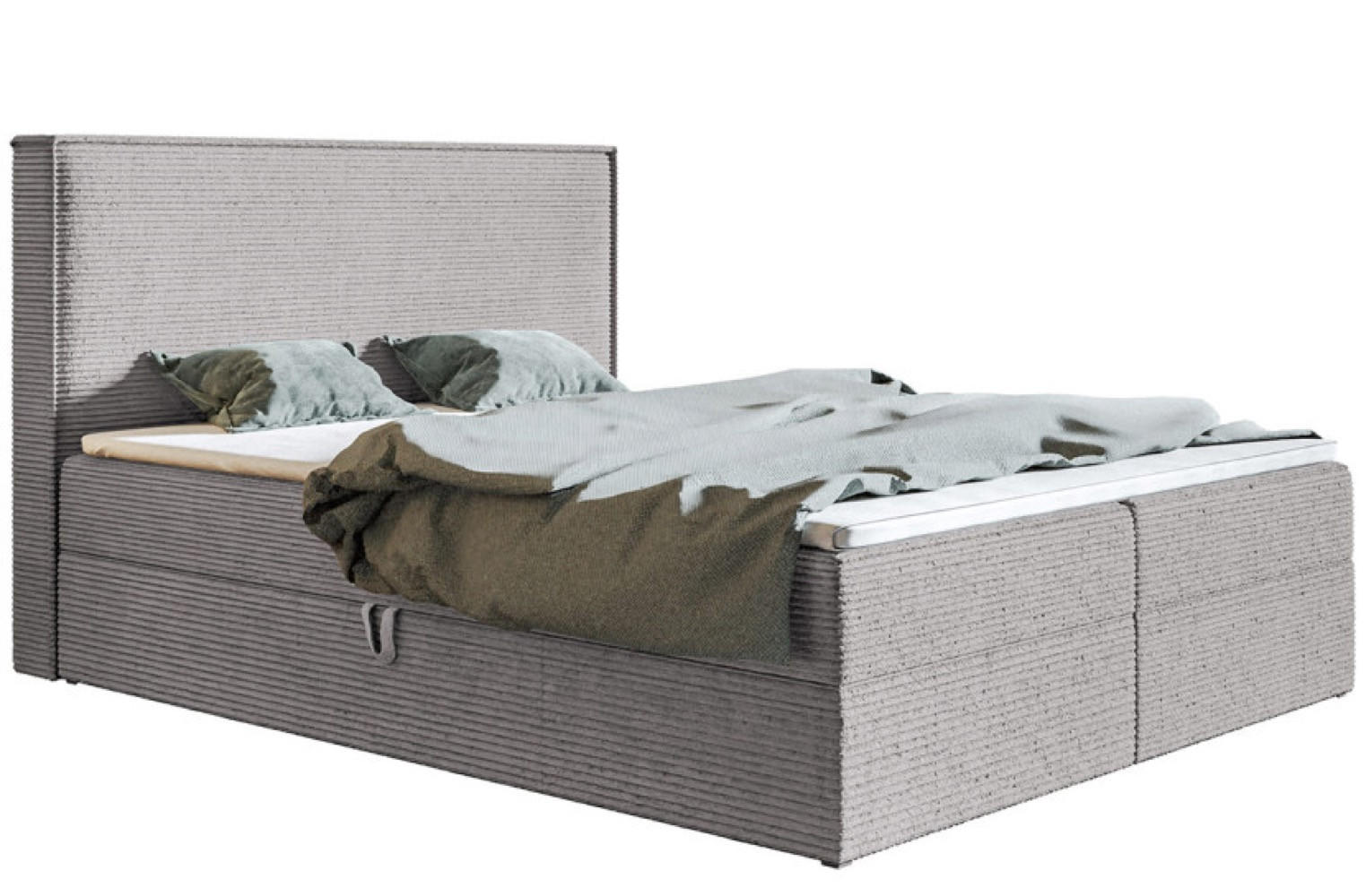 BETT Hellgrau FOX 9 Kontinentalbett Stoff Poso Sztruks 120x200 cm - Grau, Textil (120/200cm) - Sepro Meble