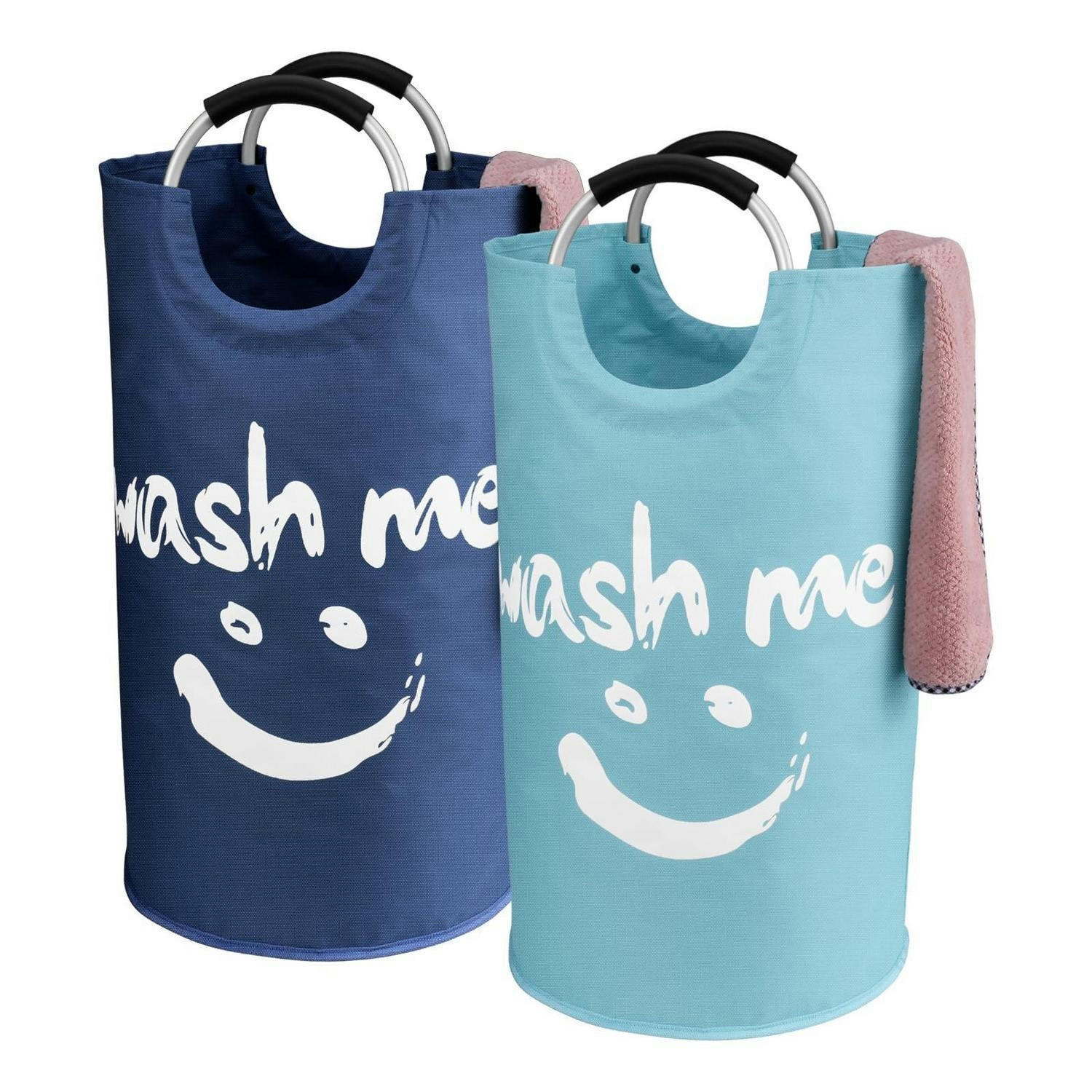 WÄSCHEKORB 2-teiliges Set 95L faltbar mit Griffen Blau+Dunkelblau 39x39x79cm - Multicolor, Textil (39/79/39cm)
