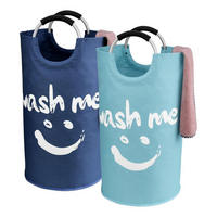WÄSCHEKORB 2-teiliges Set 95L faltbar mit Griffen Blau+Dunkelblau 39x39x79cm - Multicolor, Textil (39/79/39cm)