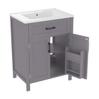 WASCHTISCHKOMBI 60/46/84,8 cm Grau aus Keramik und MDF mit Waschbecken - Grau, Holzwerkstoff (60/84.8/46cm) - OKMYHOME