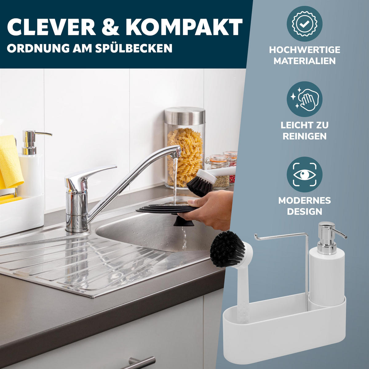 SPÜLBECKENORGANIZER, weiß - Weiß, Kunststoff (22/21/6.7cm) - bremermann