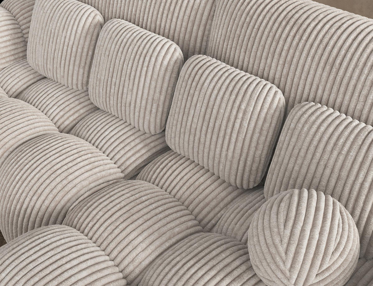 ECKSOFA COVELION L-Form – Schlaffunktion, Bettkasten, Wellenfederung, HR-Kaltschaum, inkl. Kissen, moderner Wohnkomfort - Champagner, Kunststoff (167/260cm) - Wohnideebilder