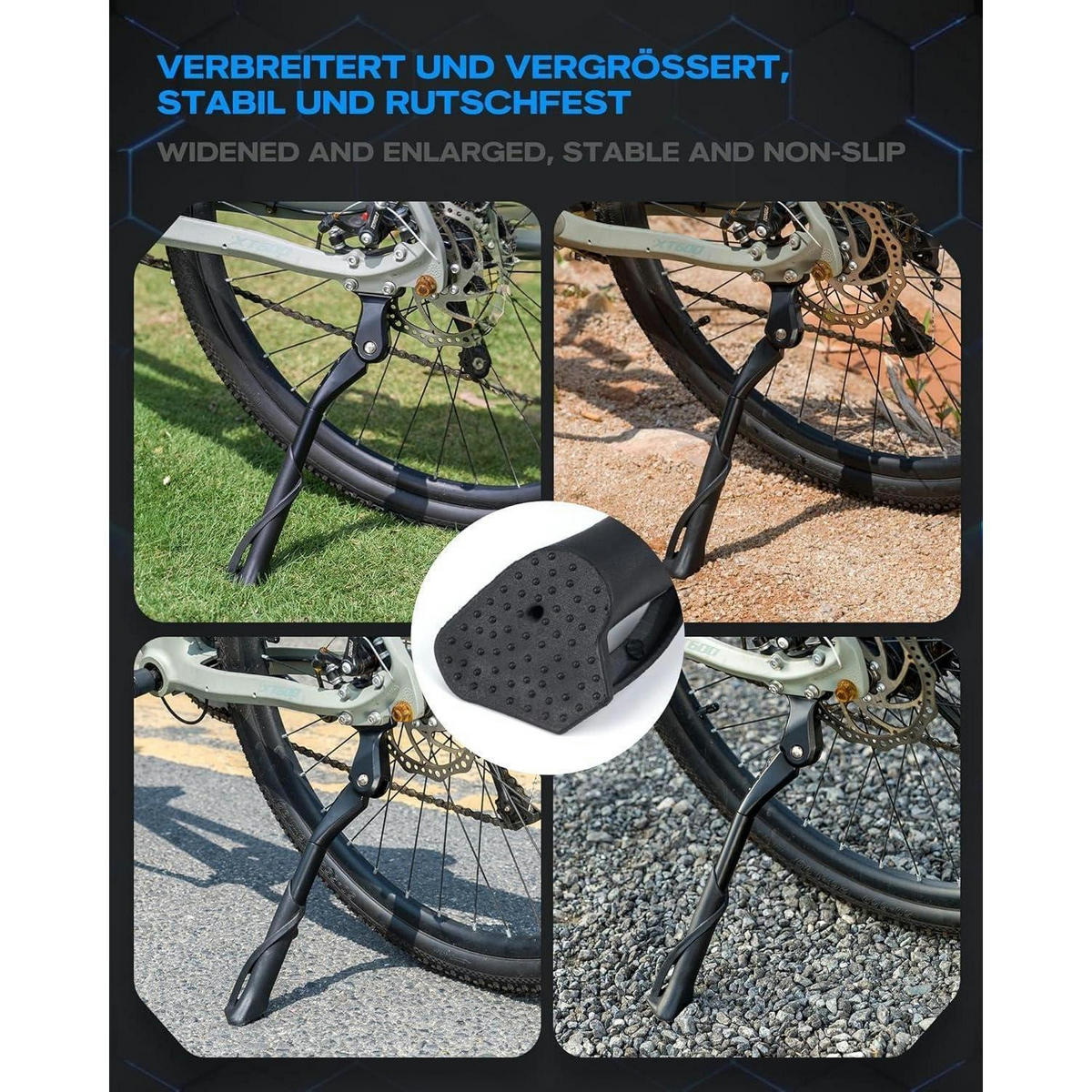 FAHRRADSTÄNDER höhenverstellbar 24-29 Zoll 40mm Lochabstand Aluminiumlegierung - Schwarz, Metall (4/1/37.5cm)