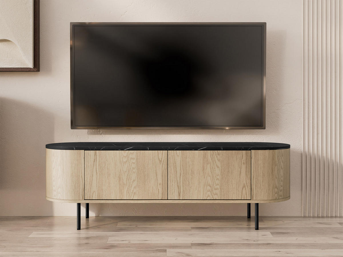 TV-LOWBOARD Lygrint 140 2D - Eichefarben/Schwarz, Holzwerkstoff/Metall (139/45/40cm) - MIRJAN24