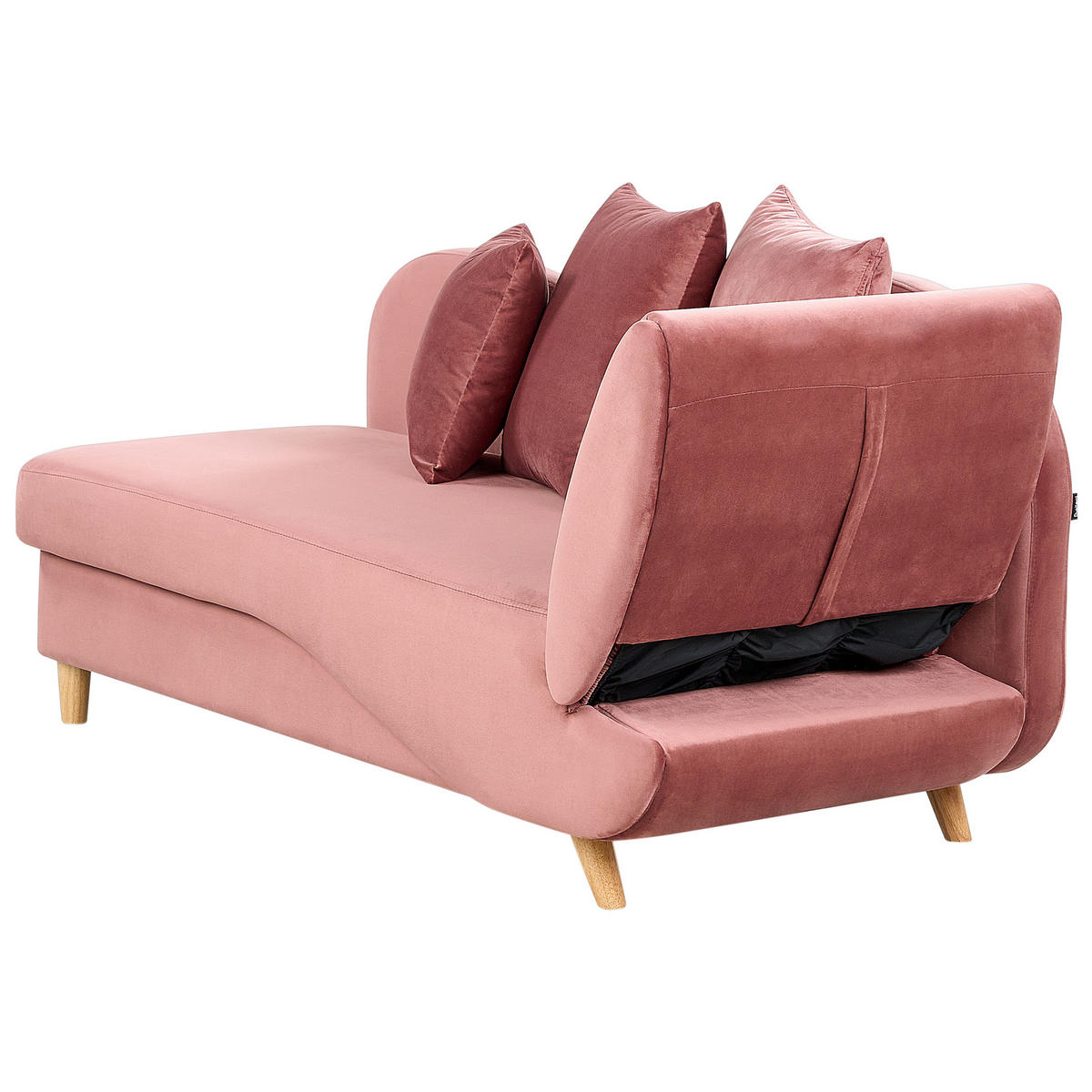 ČALOUNĚNÉ LEHÁTKO CHAISE LONGUE PRAVOSTRANNÉ RŮŽOVÉ Meri - růžová/hnědá, textil (155/76/69cm) - Beliani
