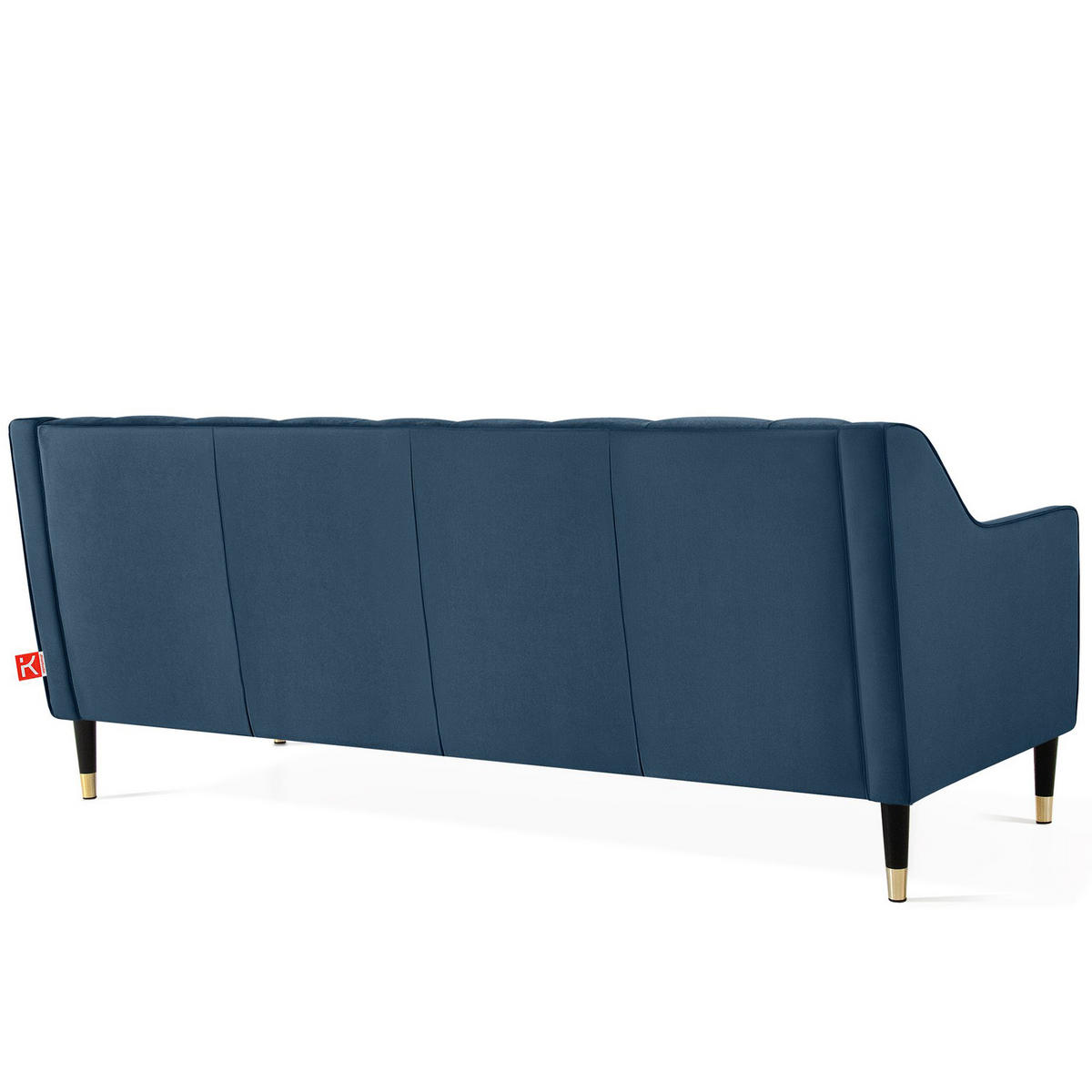 3-SITZER-SOFA NOMUS Velours, gesteppt, Marineblau - Wengefarben/Dunkelblau, Holz/Holzwerkstoff (192/78/80cm) - KONSIMO®