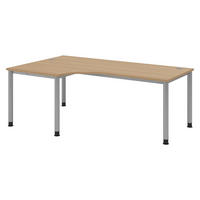 SCHREIBTISCH Serie-H Gestell: Silber 120/200/74 cm in Eichefarben - Eichefarben, Holzwerkstoff (120/200/74cm) - bümö