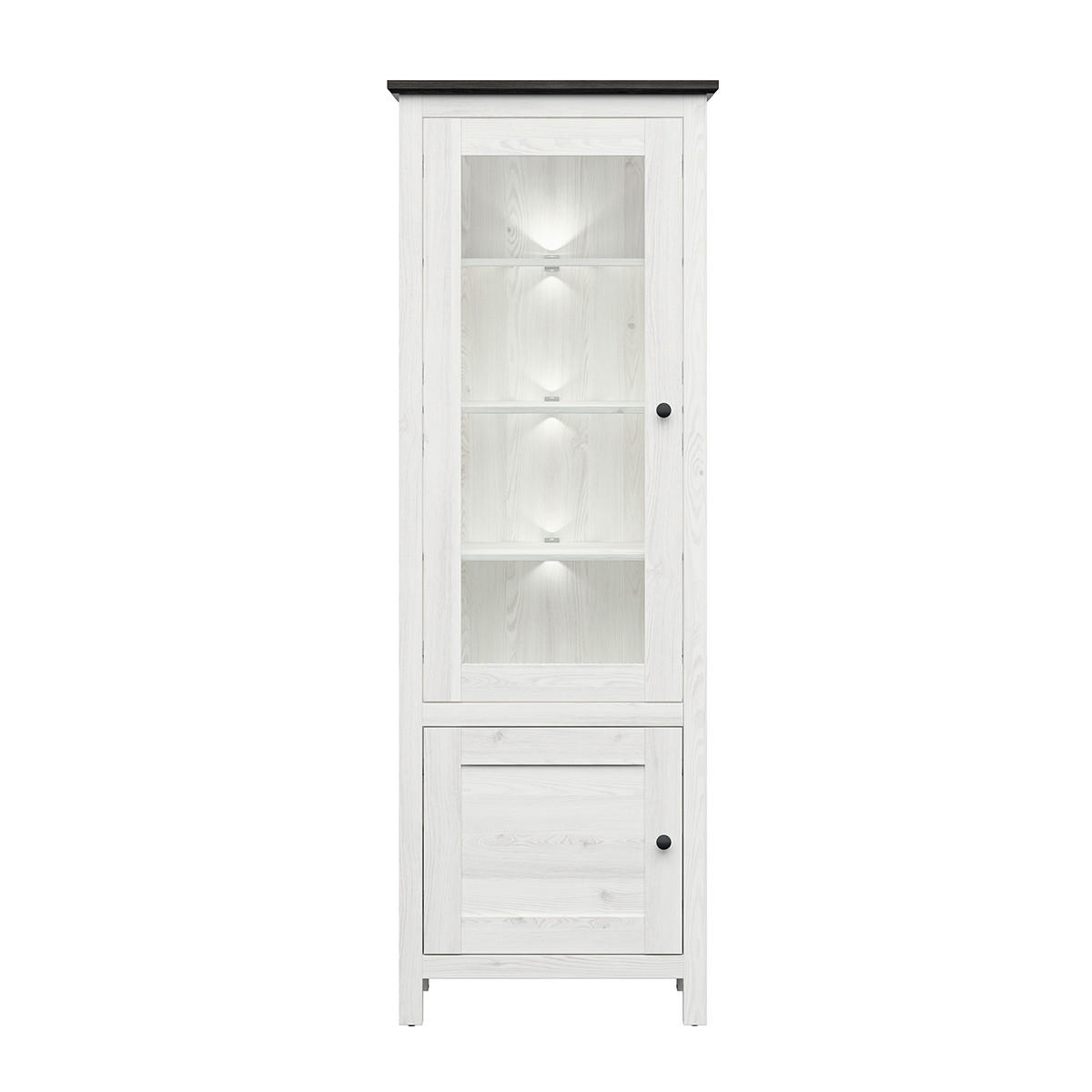 VITRÍNA Duck Bílá s patinou a tmavým dřevem - bílá, kompozitní dřevo (71/203/44cm) - Petits-meubles