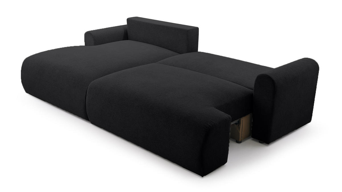 ECKSOFA mit Schlaffunktion Bordon, Schwarz - Schwarz, Textil (150/260cm) - Fedve