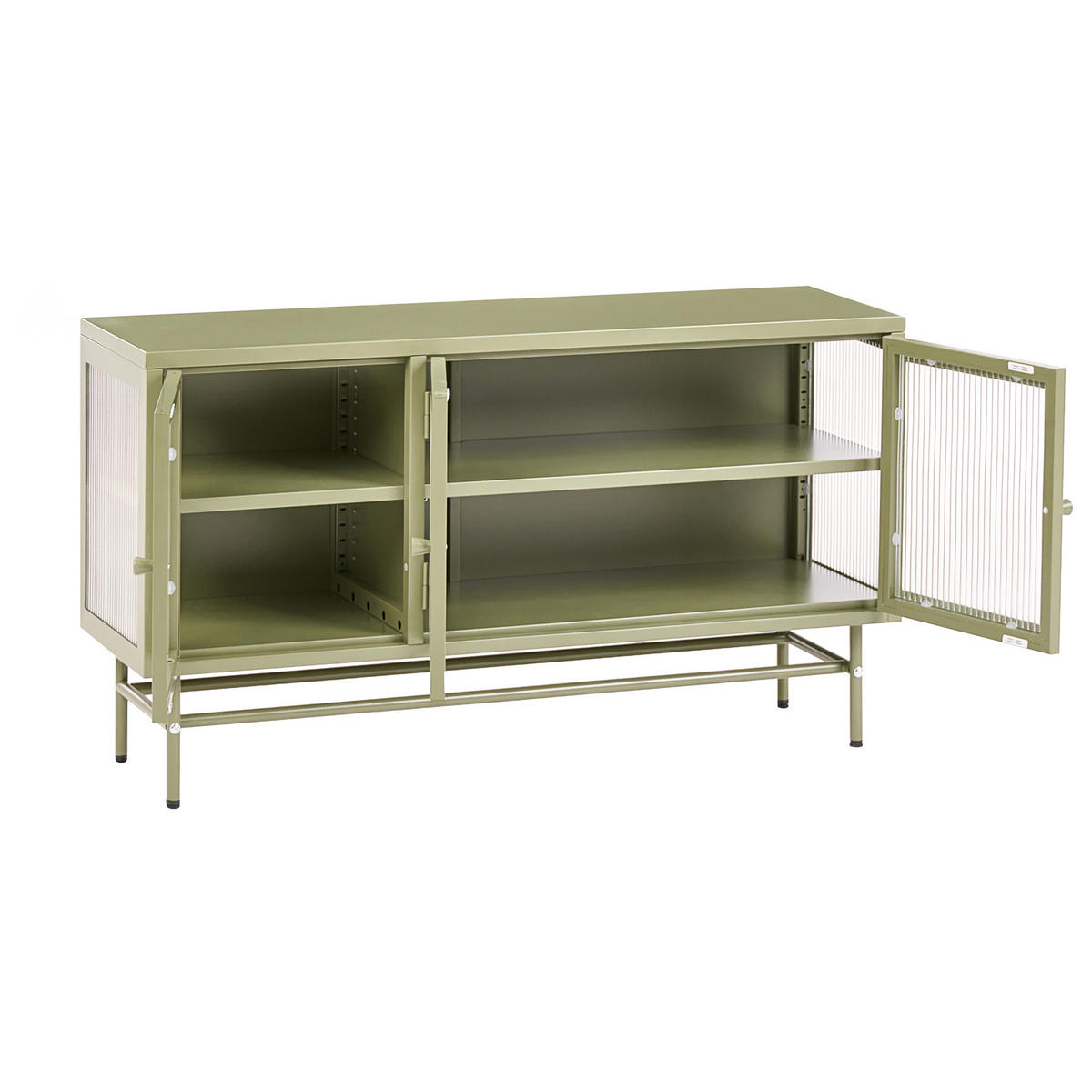 SIDEBOARD se skleněnými dveřmi Kov 115 cm Zelený Devon - zelená barva, kov (115/64/35cm) - Beliani
