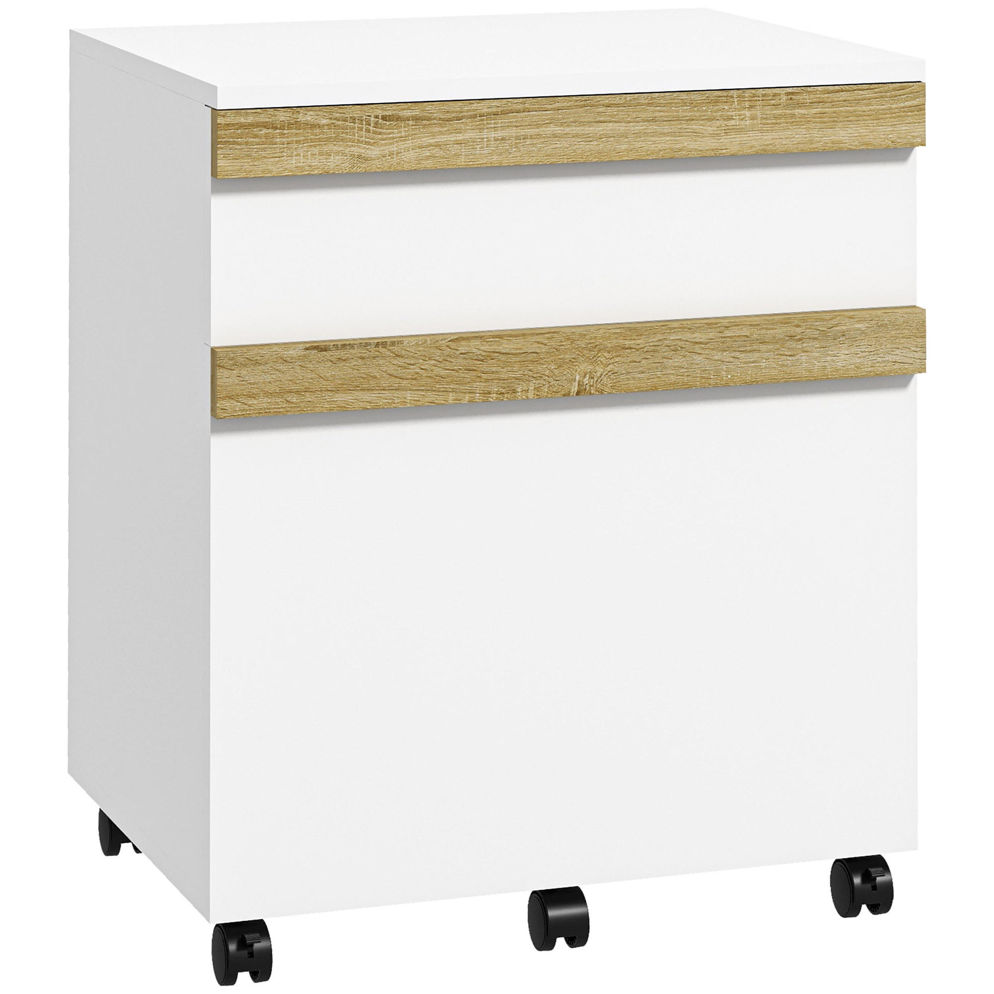 ROLLCONTAINER DE-14502 2 Schubladen mit Sortierer Weiß/Eiche - Weiß, Holzwerkstoff (40/59.5/48cm) - ComfortXL