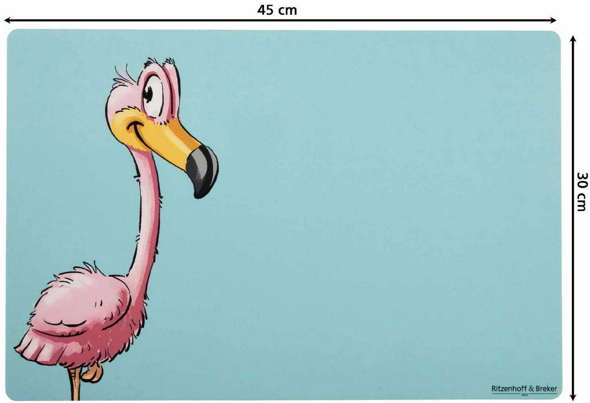 KINDERGESCHIRR + TISCHMATTE Happy Zoo Flamingo 4er Set - Türkis, Keramik (1/1/1cm) - Ritzenhoff Breker