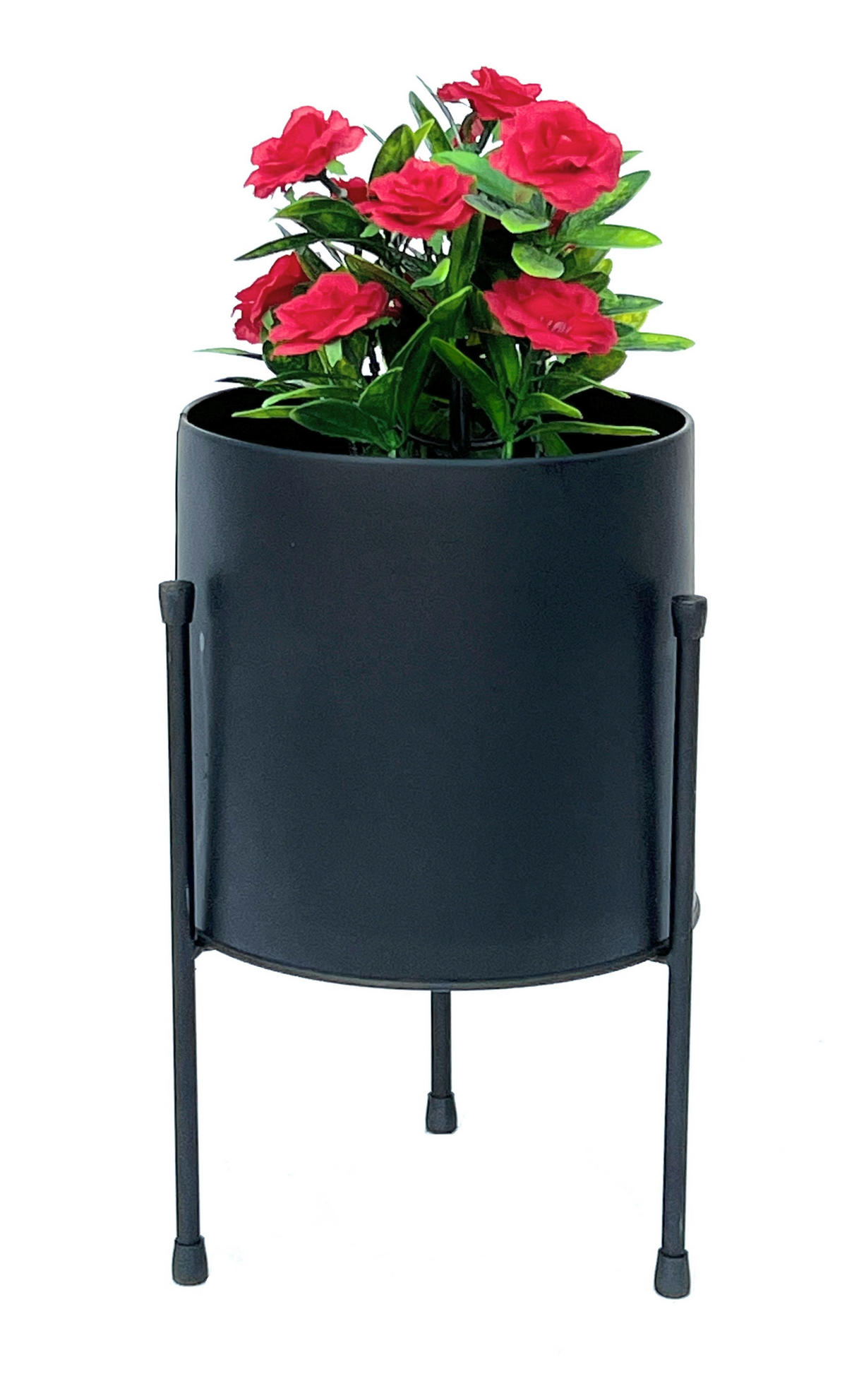 BLUMENHOCKER mit Topf Metall Schwarz 32 cm 96261 - Schwarz, Metall (17/13/17cm) - DanDiBo