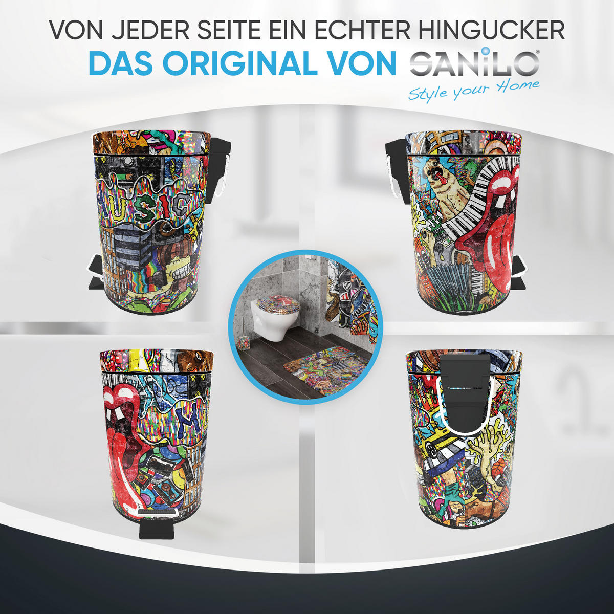 KOSMETIKEIMER Graffiti - Gelb/Rot, Kunststoff/Metall (17/25/25cm) - Sanilo