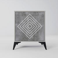 SIDEBOARD POLYGONAL ARTISTRY, Grau, 57,5x42x70,5 cm, Schwarze Metall-Sternfüße - Multicolor/Schwarz, Holzwerkstoff/Metall (57.5/70.5/42cm) - SpaceRebels