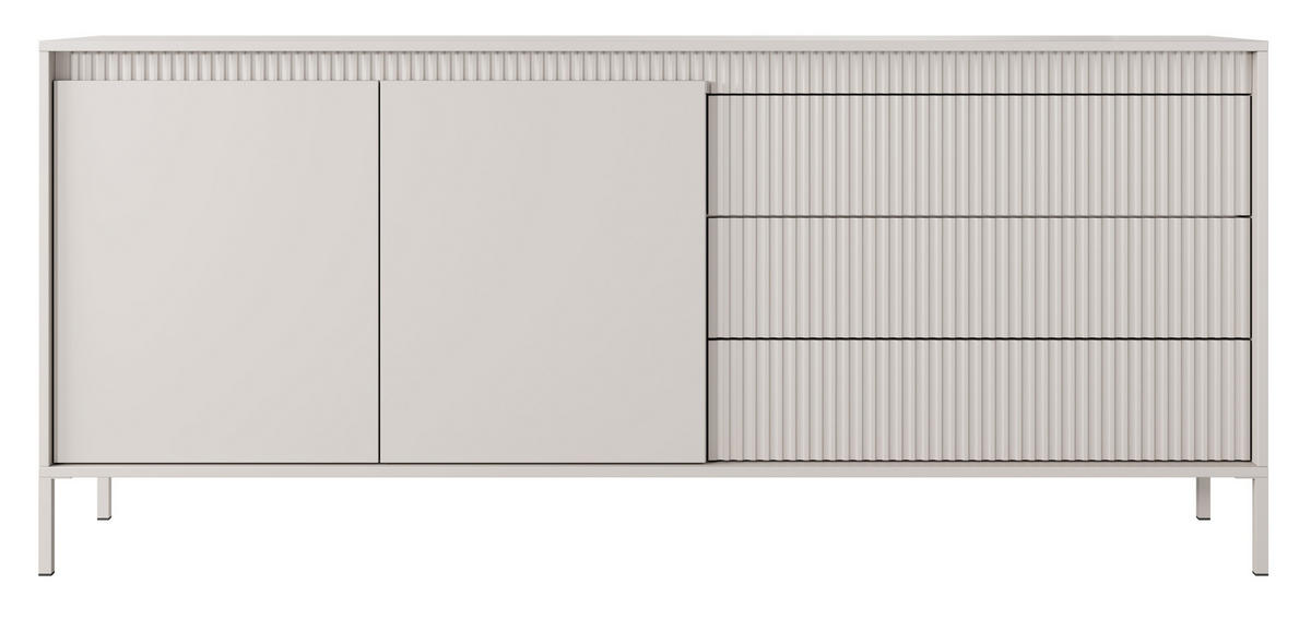 KOMMODE Beige 187 2D3S Enso Ryflowana - Beige, Holzwerkstoff (187.1/81.4/39.5cm) - Sepro Meble